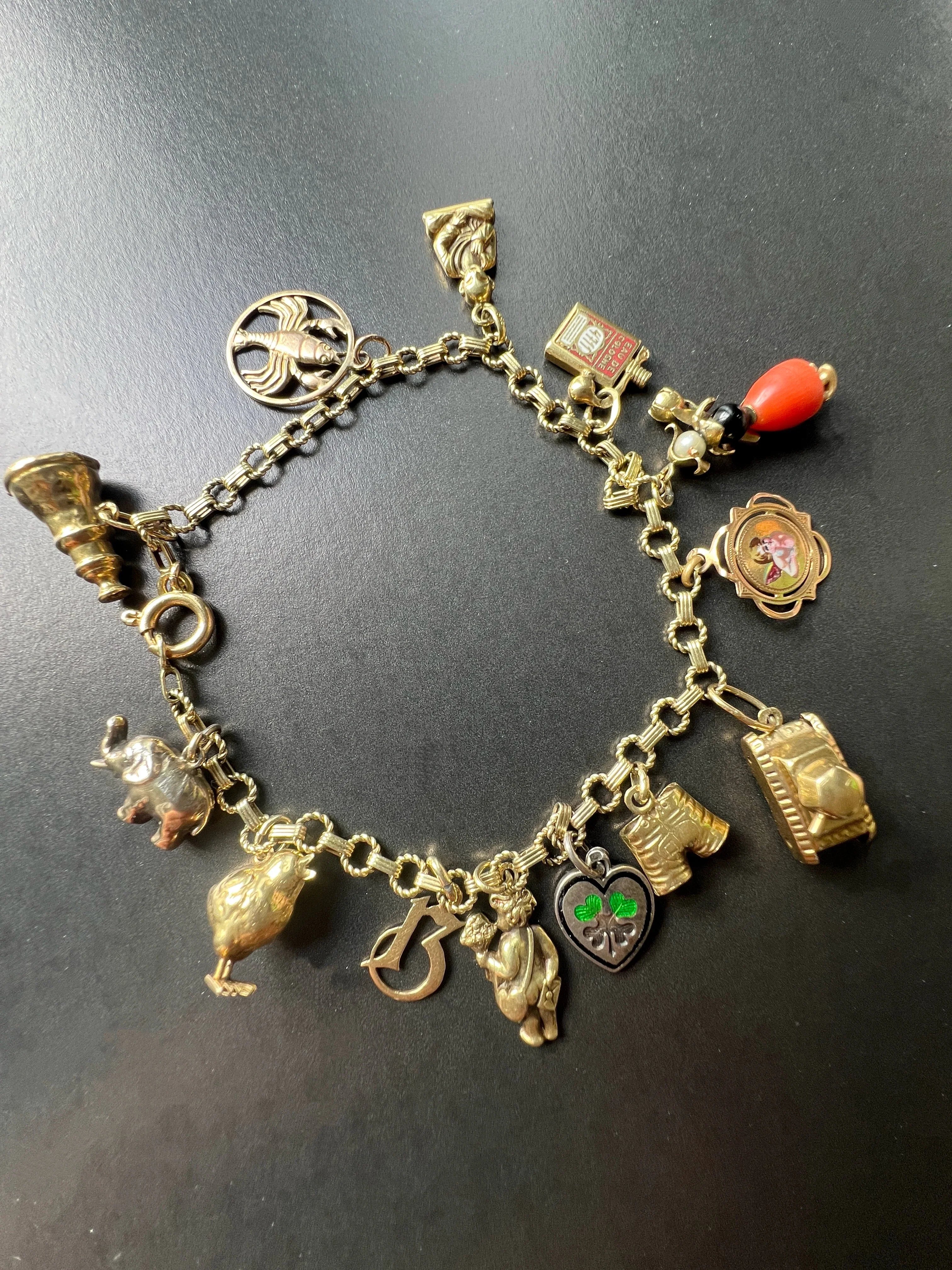 14K yellow Gold charm bracelet