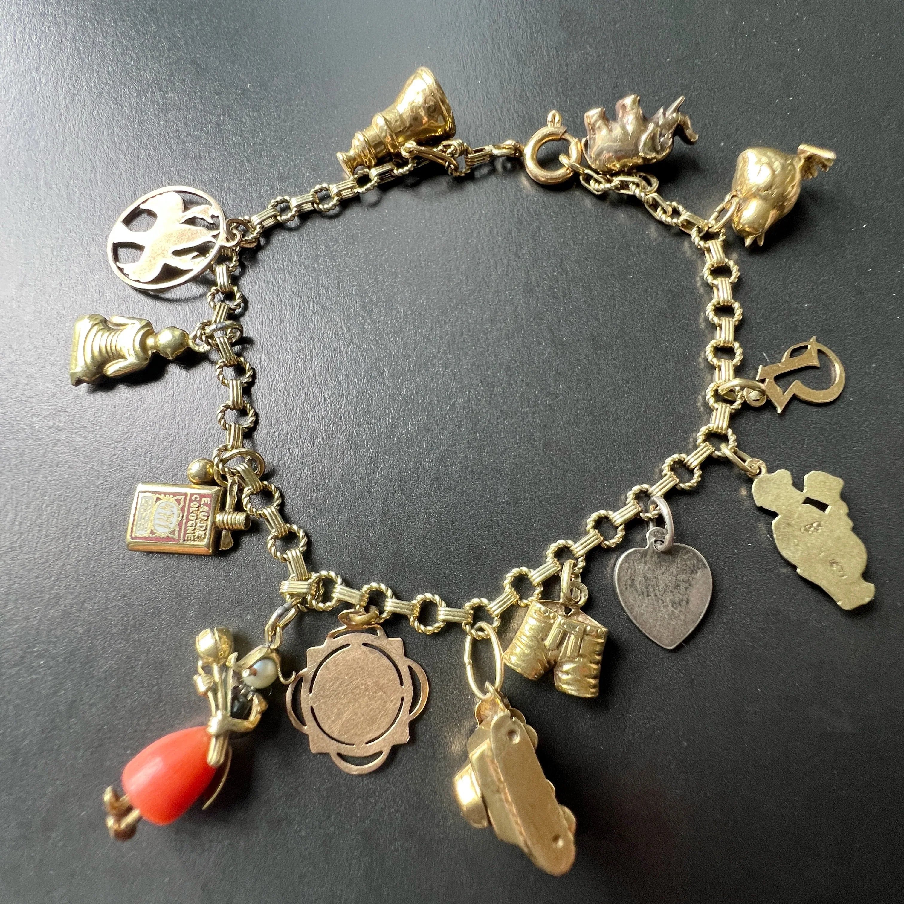 14K yellow Gold charm bracelet