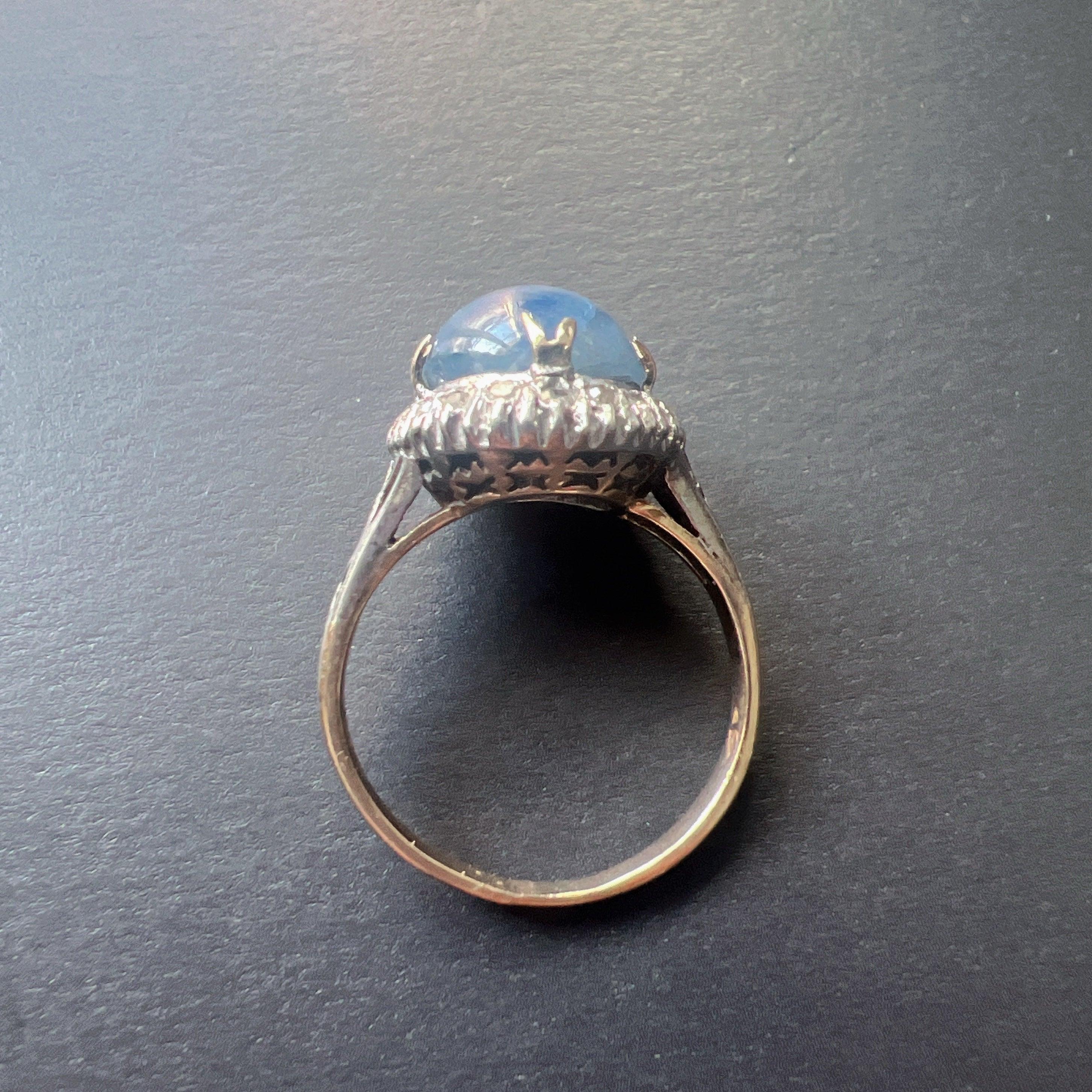 Victorian era 9K gold star blue sapphire diamond ring - Curiously timeless