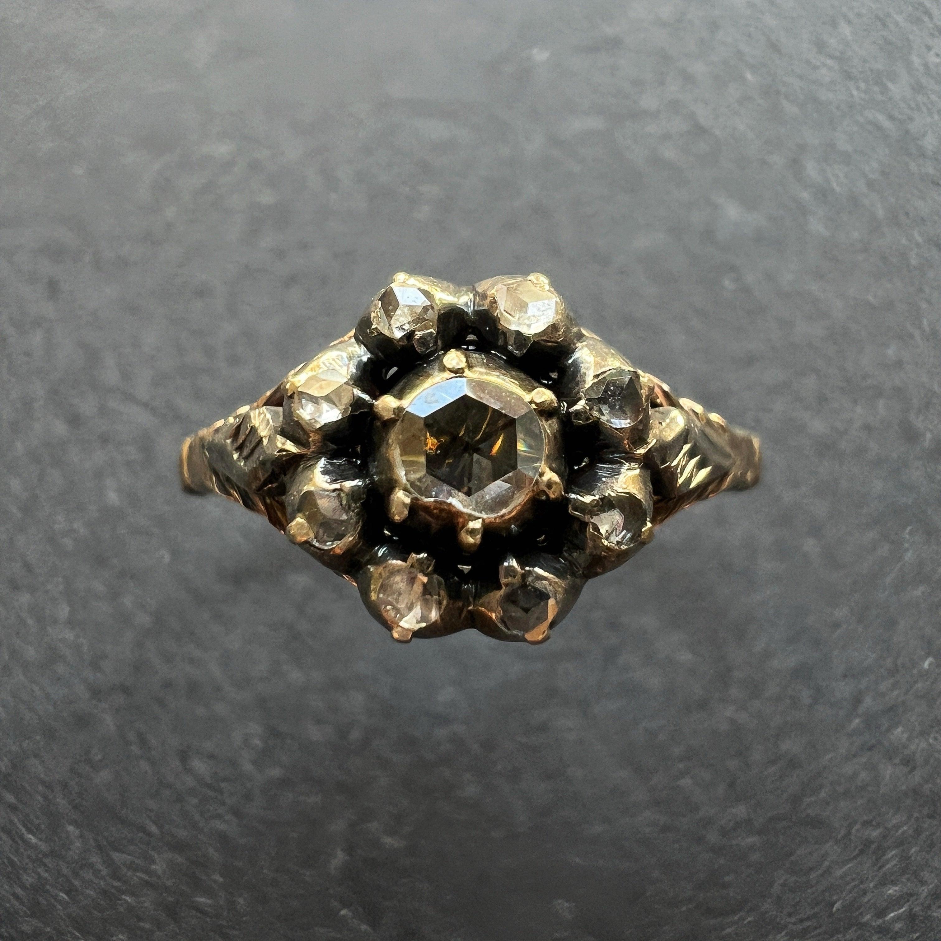 Georgian era 14K yellow gold diamond ring