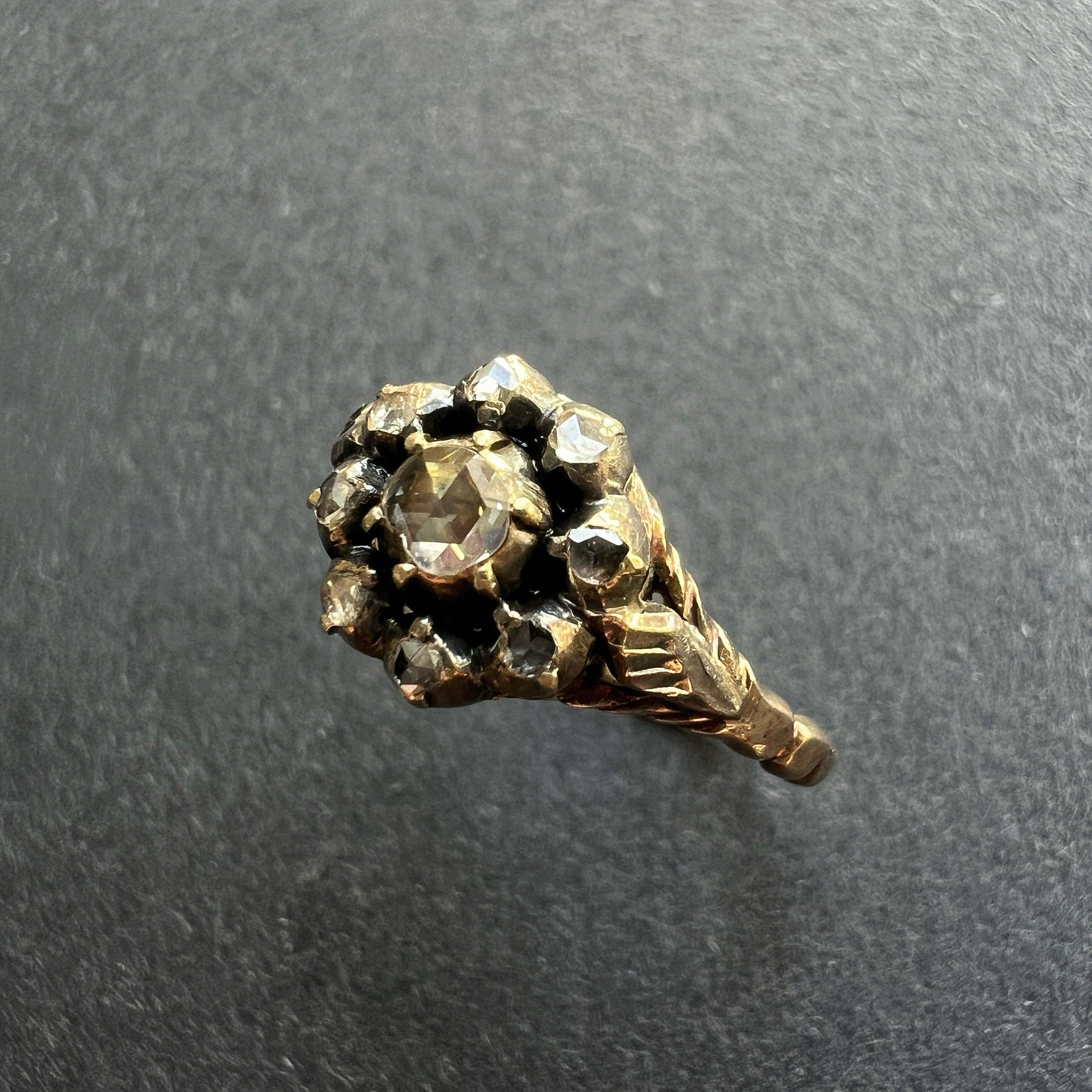 Georgian era 14K yellow gold diamond ring