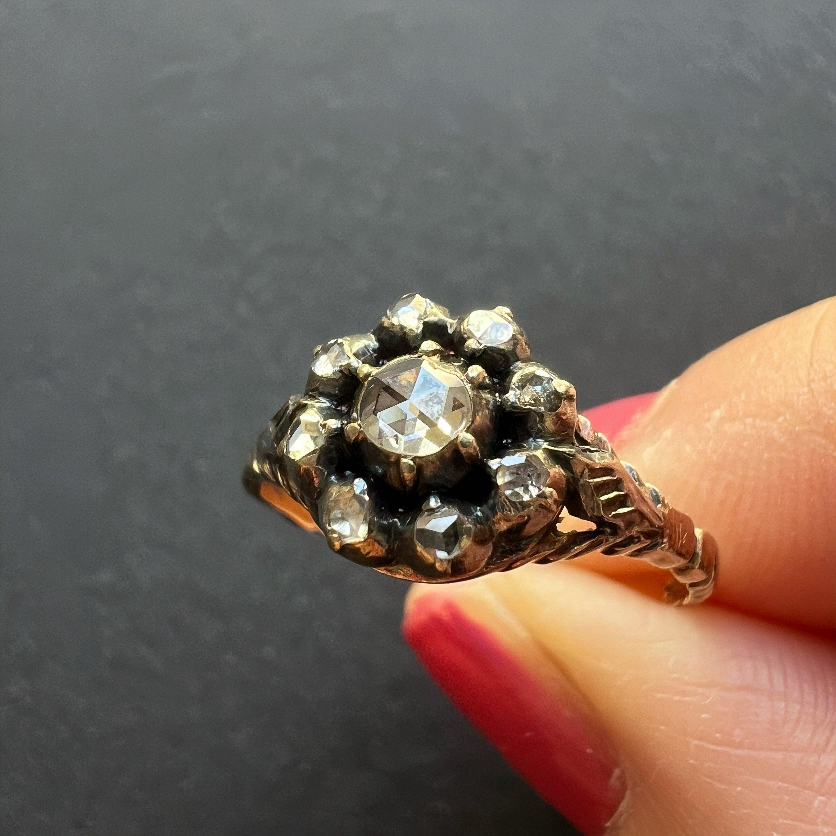 Georgian era 14K yellow gold diamond ring