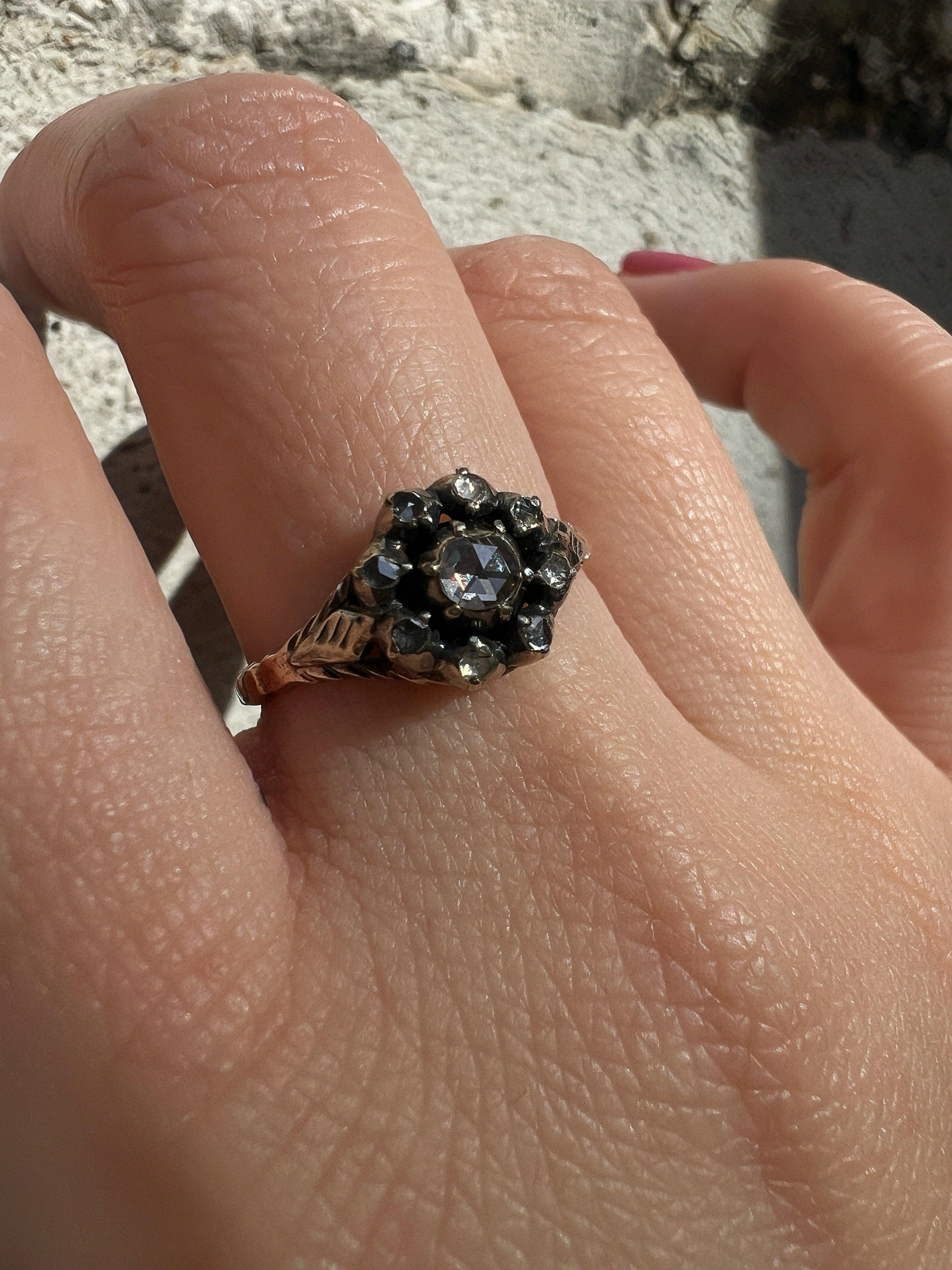 Georgian era 14K yellow gold diamond ring