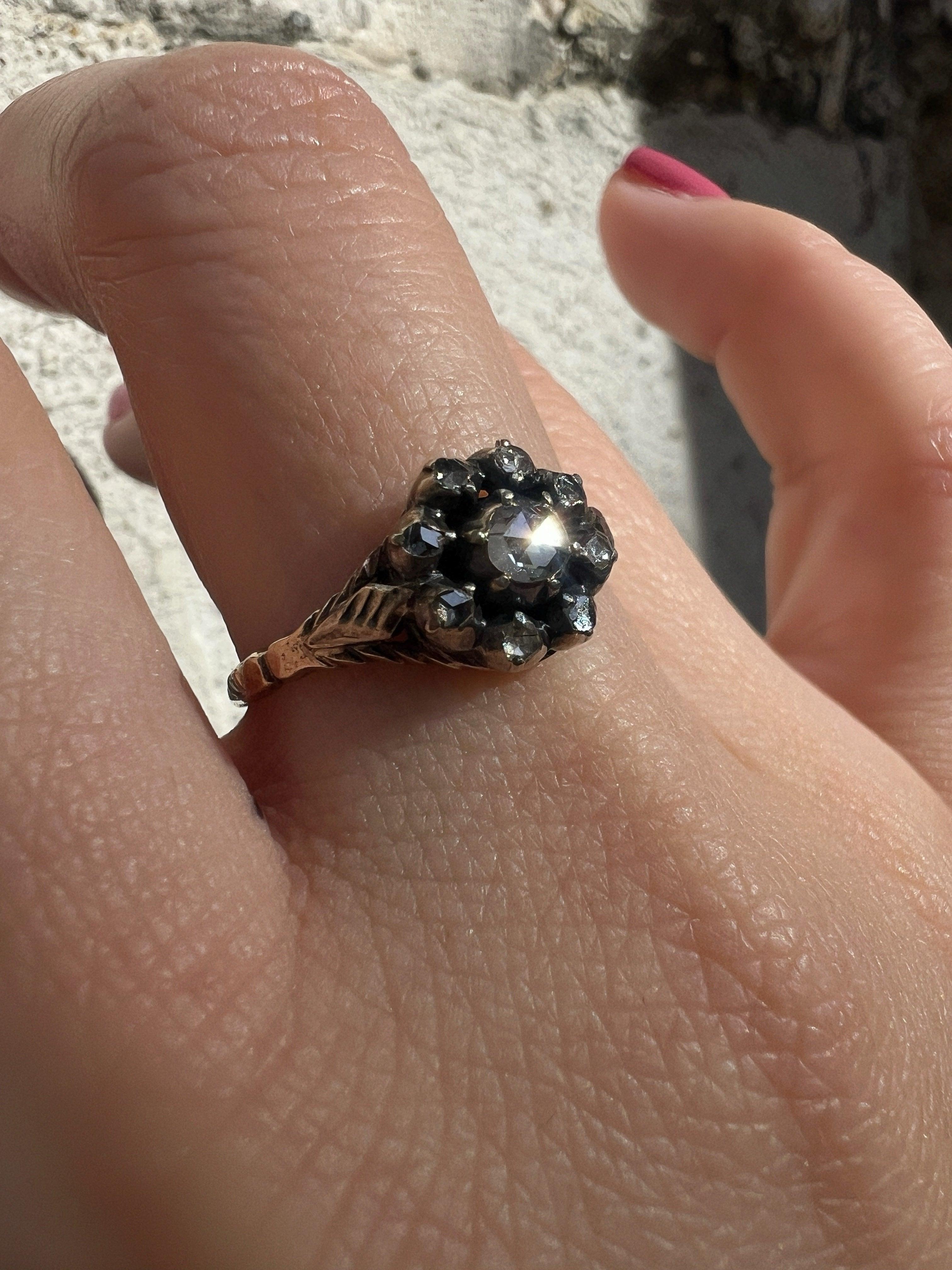 Georgian era 14K yellow gold diamond ring