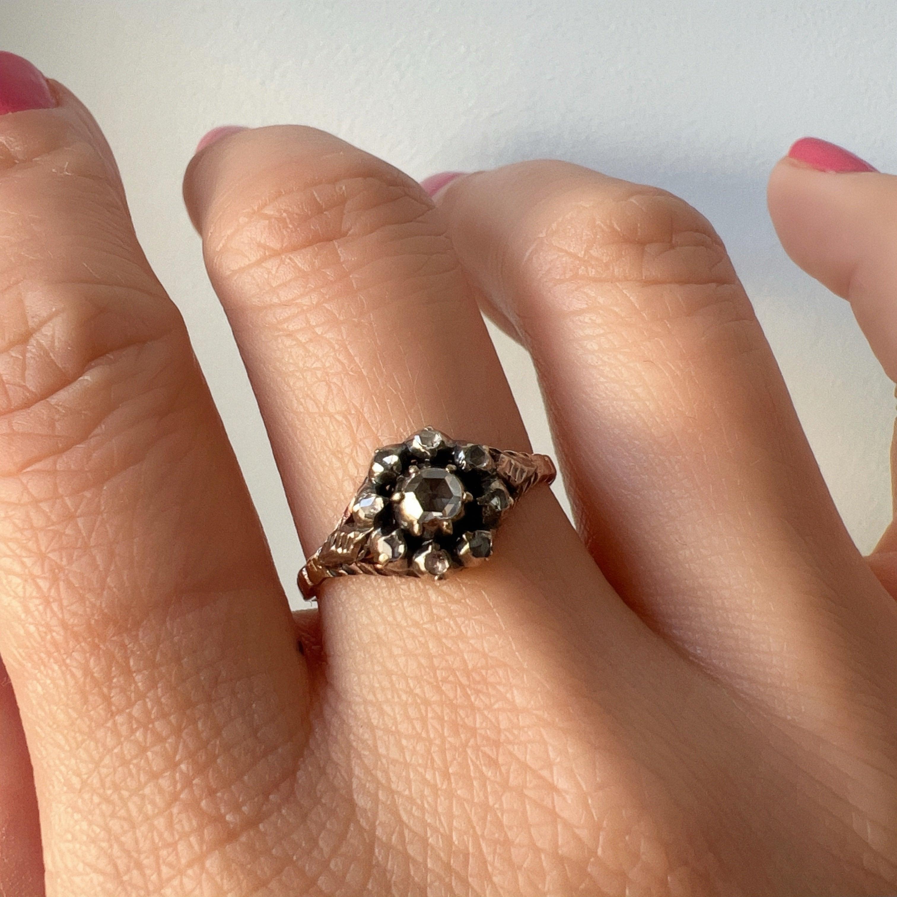 Georgian era 14K yellow gold diamond ring