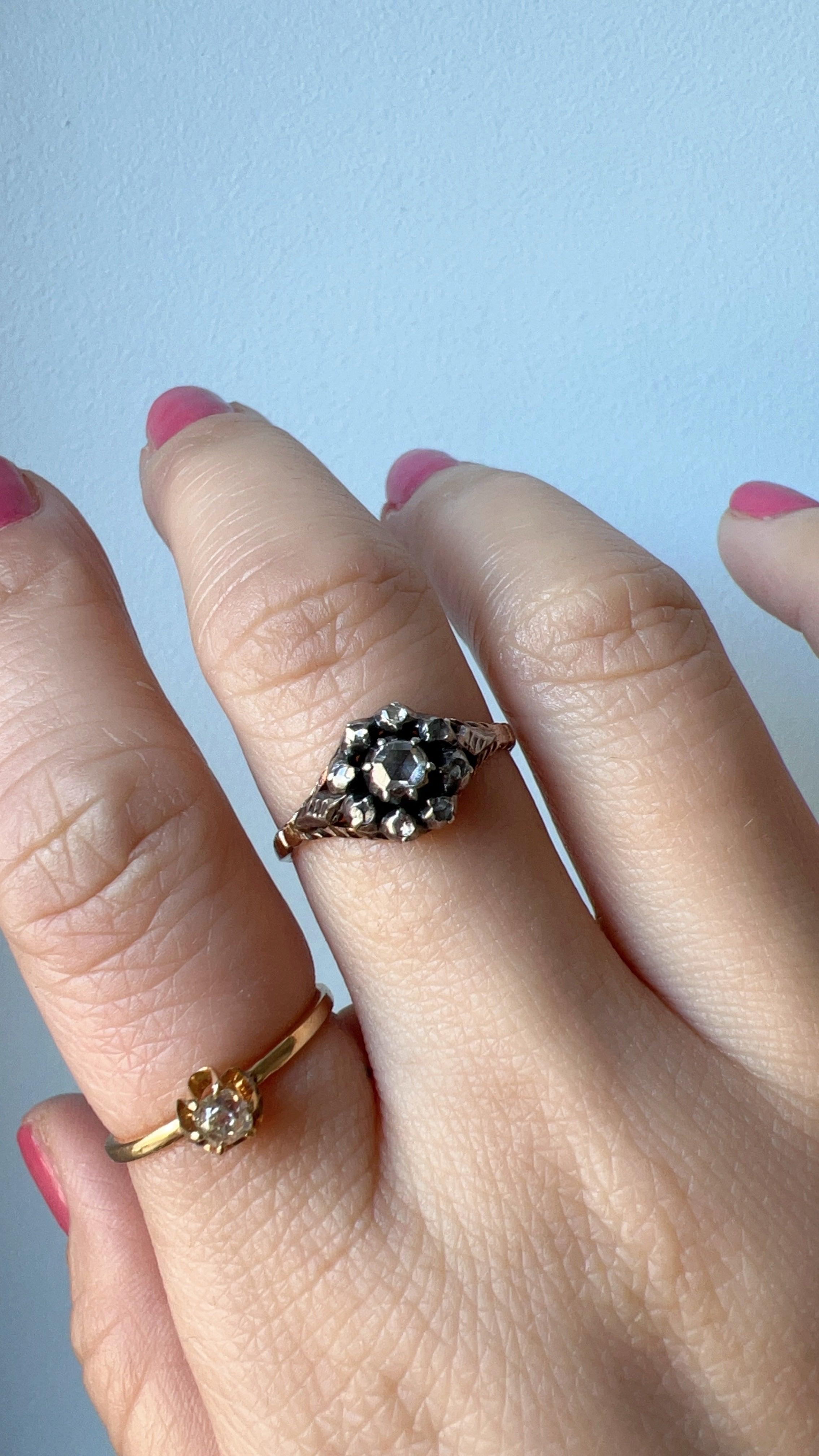 Georgian era 14K yellow gold diamond ring