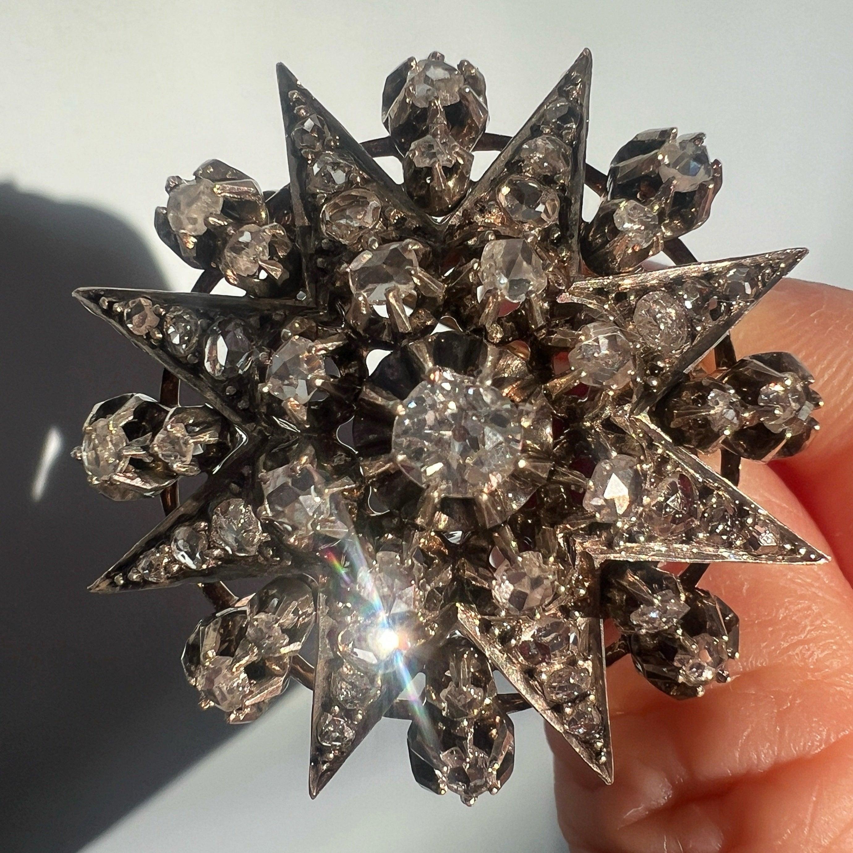 Victorian Era 18K Gold Star Pendant Brooch