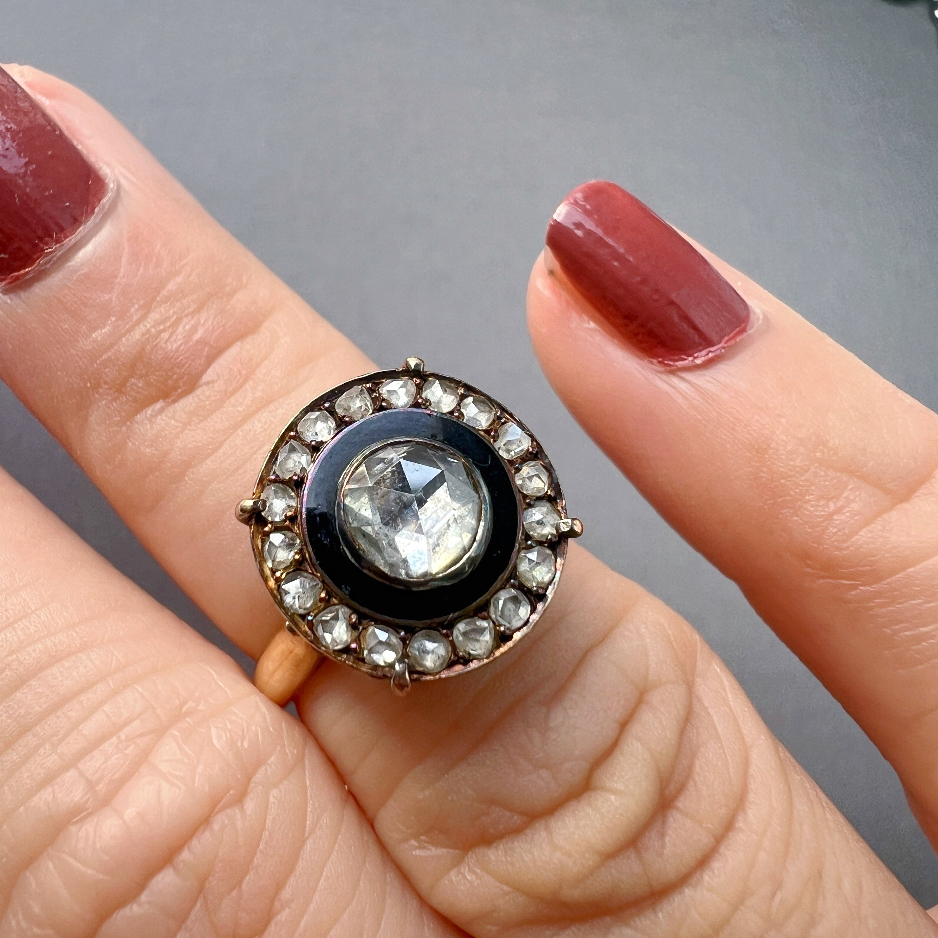Antique French 18K Gold Rose Cut Diamond Ring
