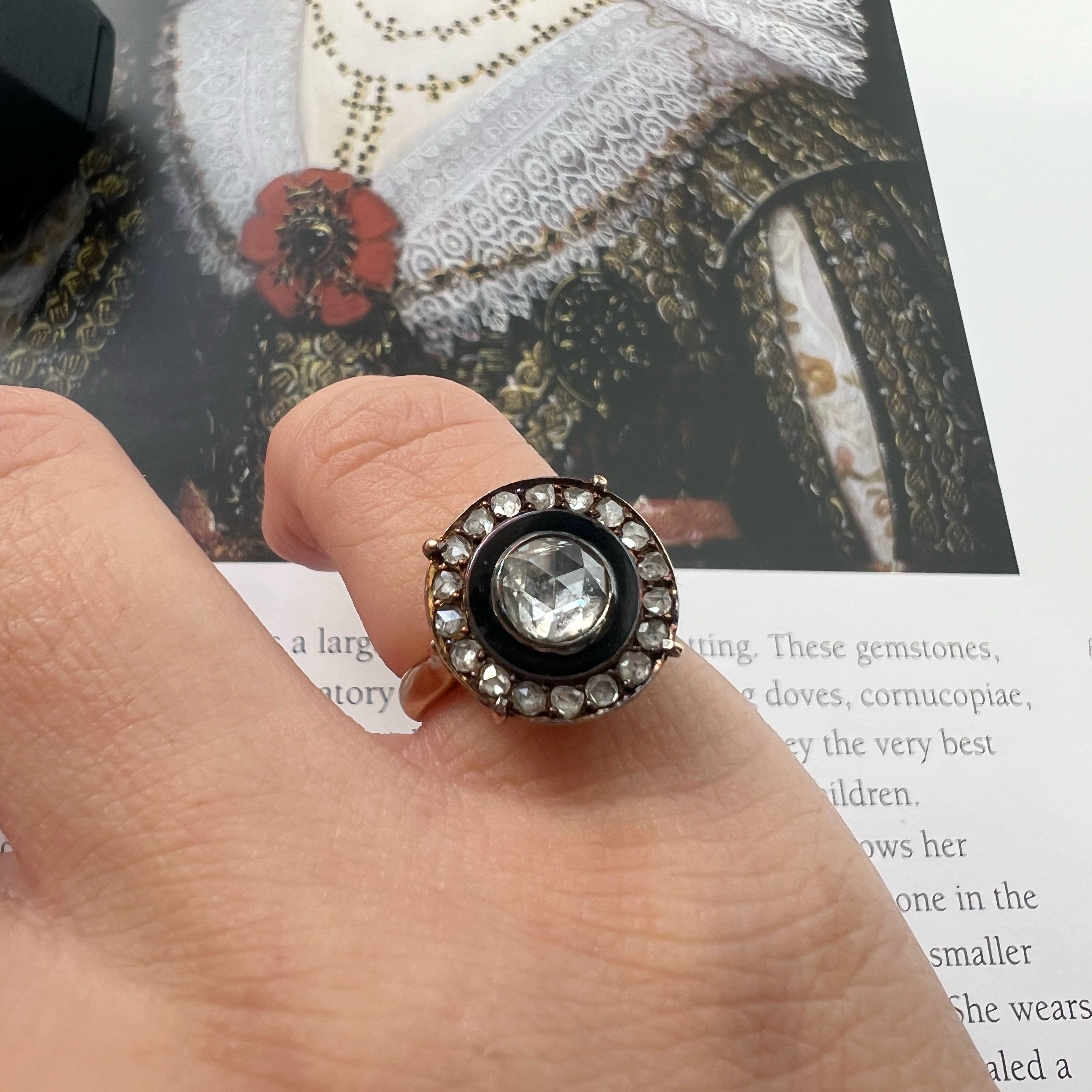 Antique French 18K Gold Rose Cut Diamond Ring