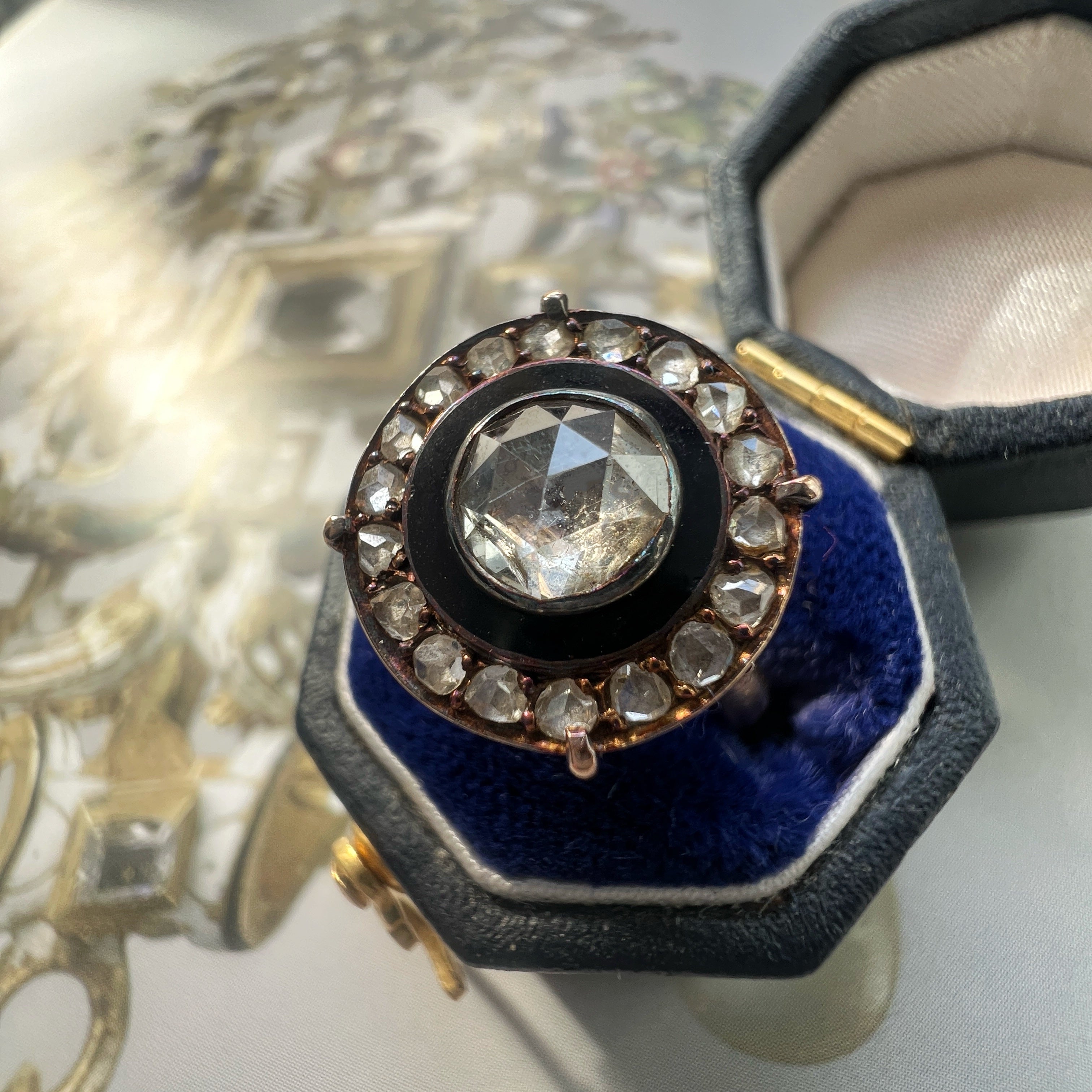 Antique French 18K Gold Rose Cut Diamond Ring
