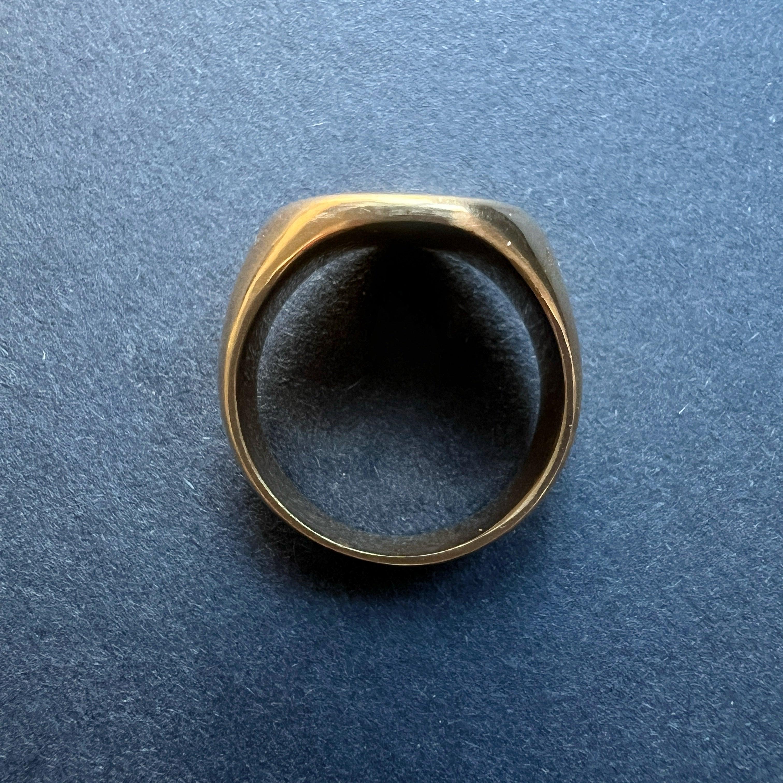 French antique 18k gold signet ring with coat of arms