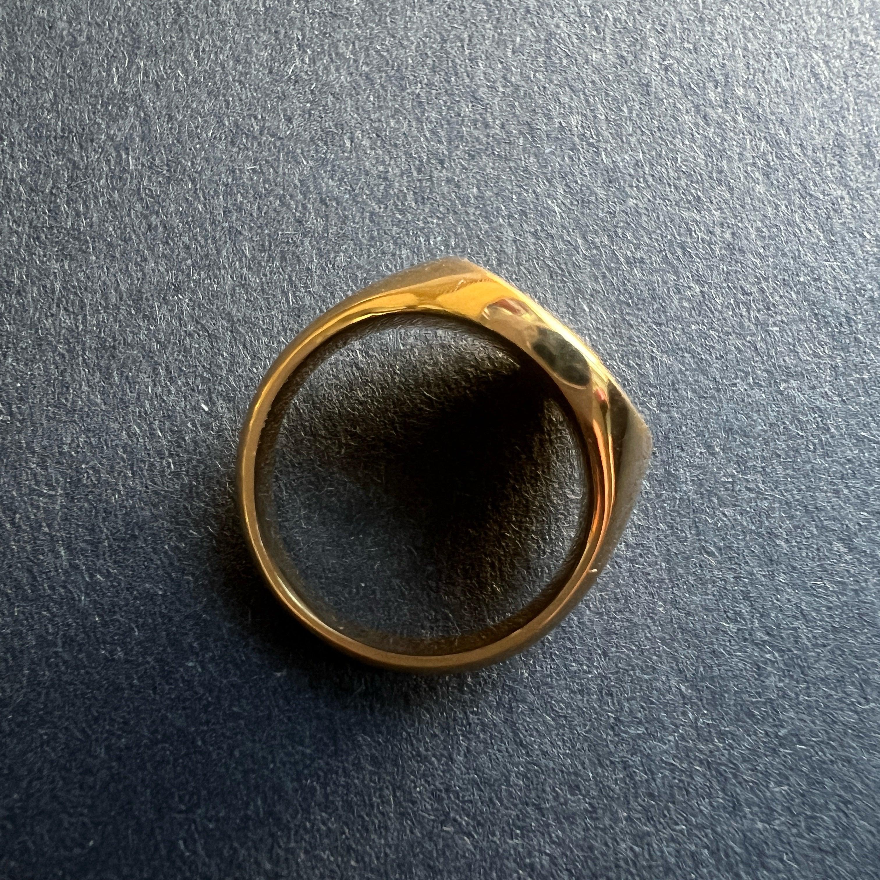 French antique 18k gold signet ring with coat of arms