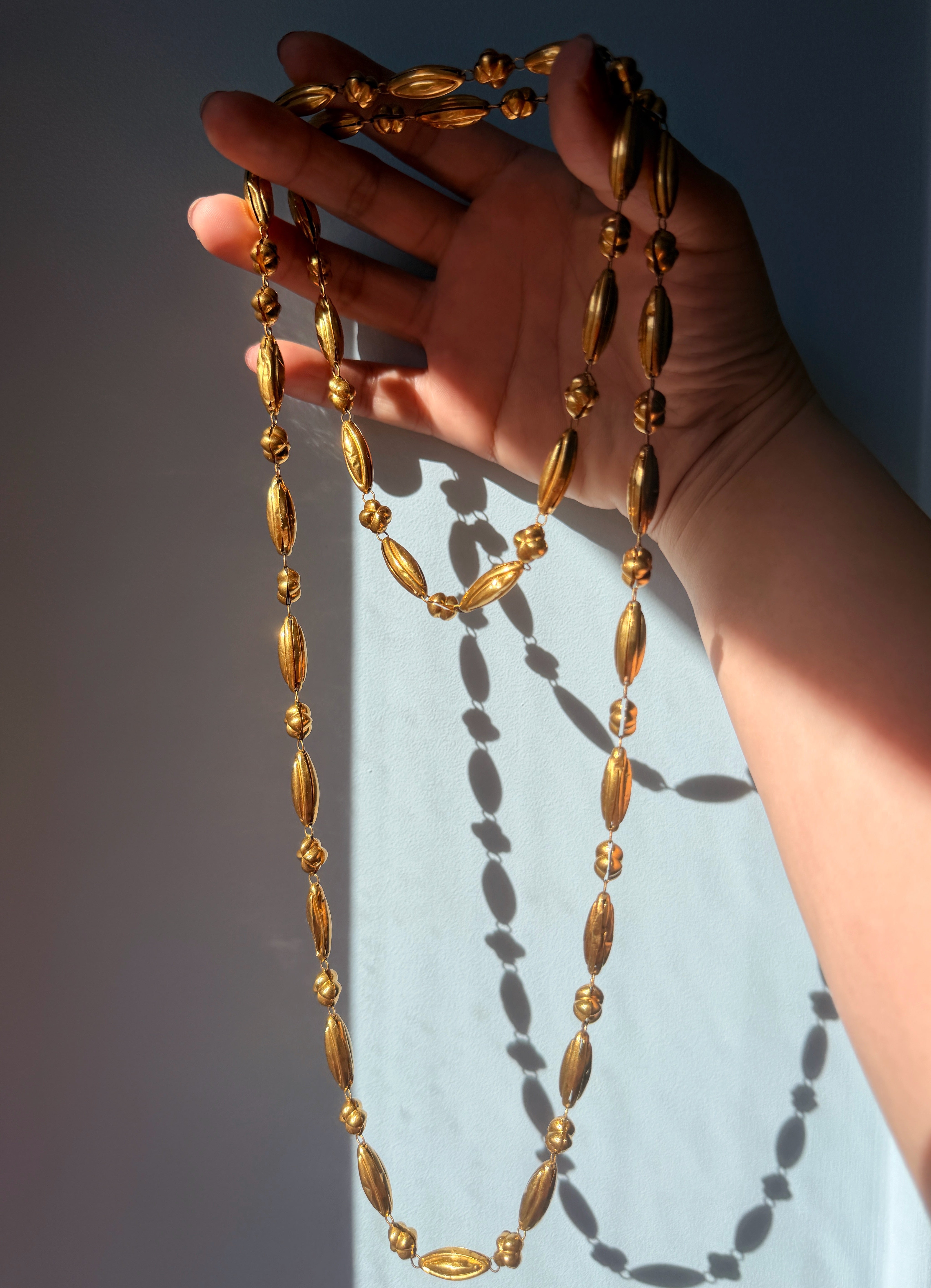 Antique French 18K gold long guard chain necklace