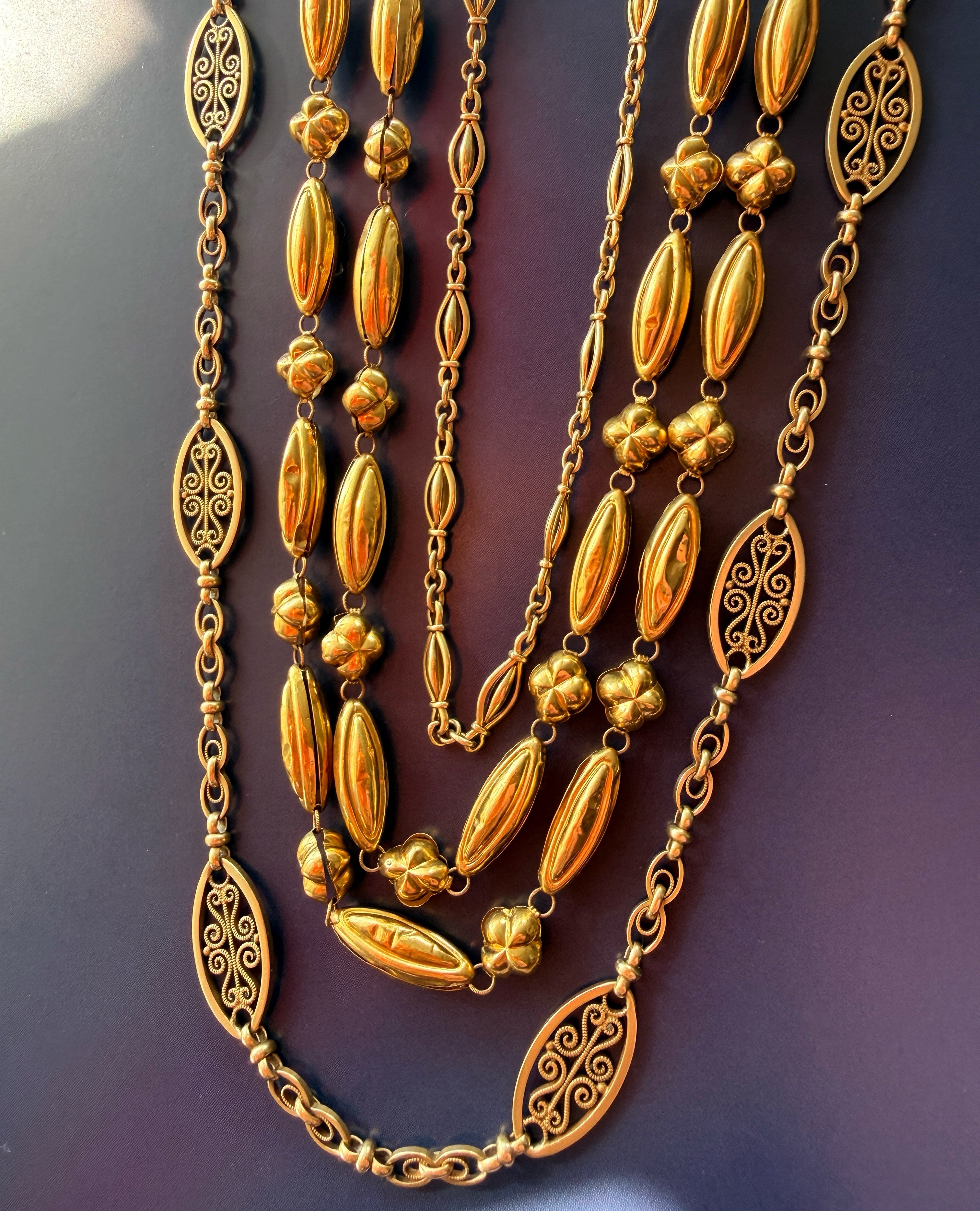 Antique French 18K yellow gold chains