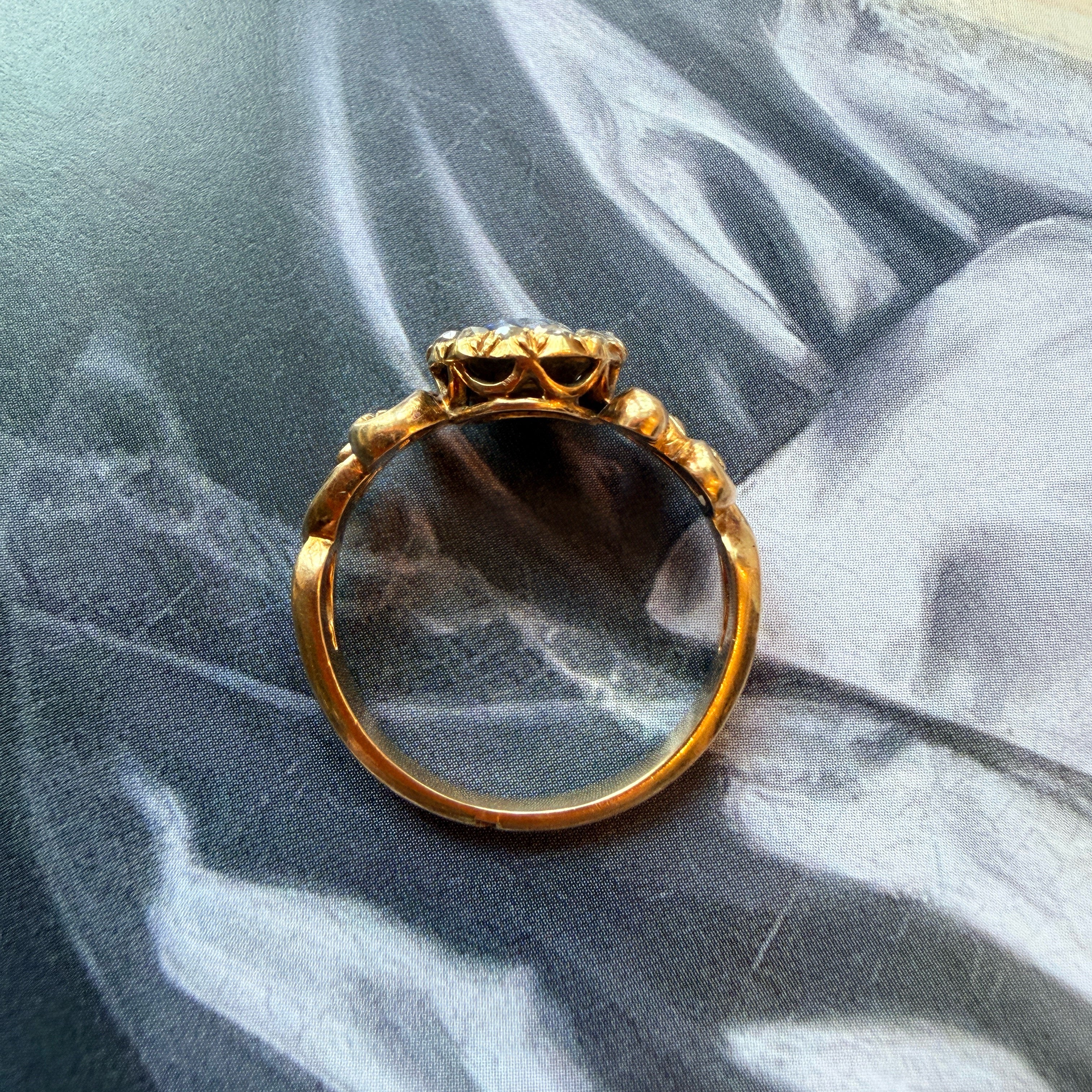 French antique 18K gold Sapphire diamonds ring
