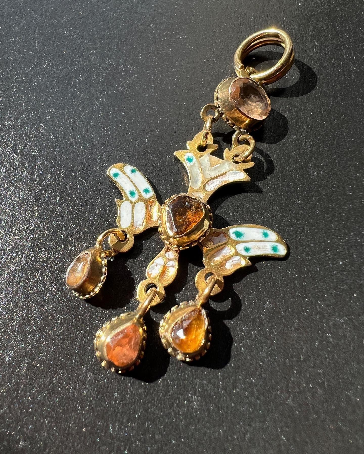 Antique 18k gold citrine Saint Esprit Holy Spirit pendant - Curiously timeless