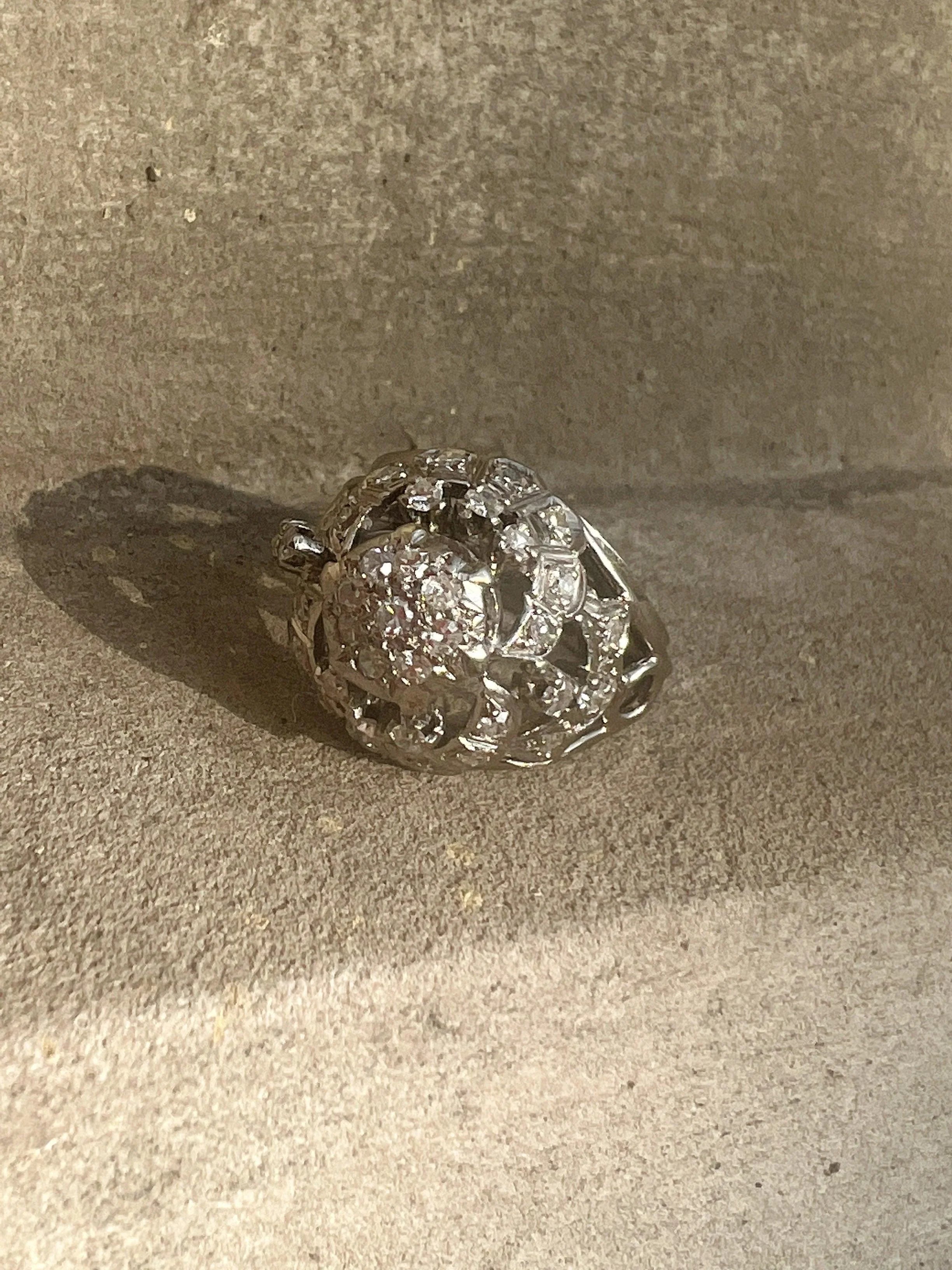 Vintage 18K gold diamond dome cocktail statement ring - Curiously timeless