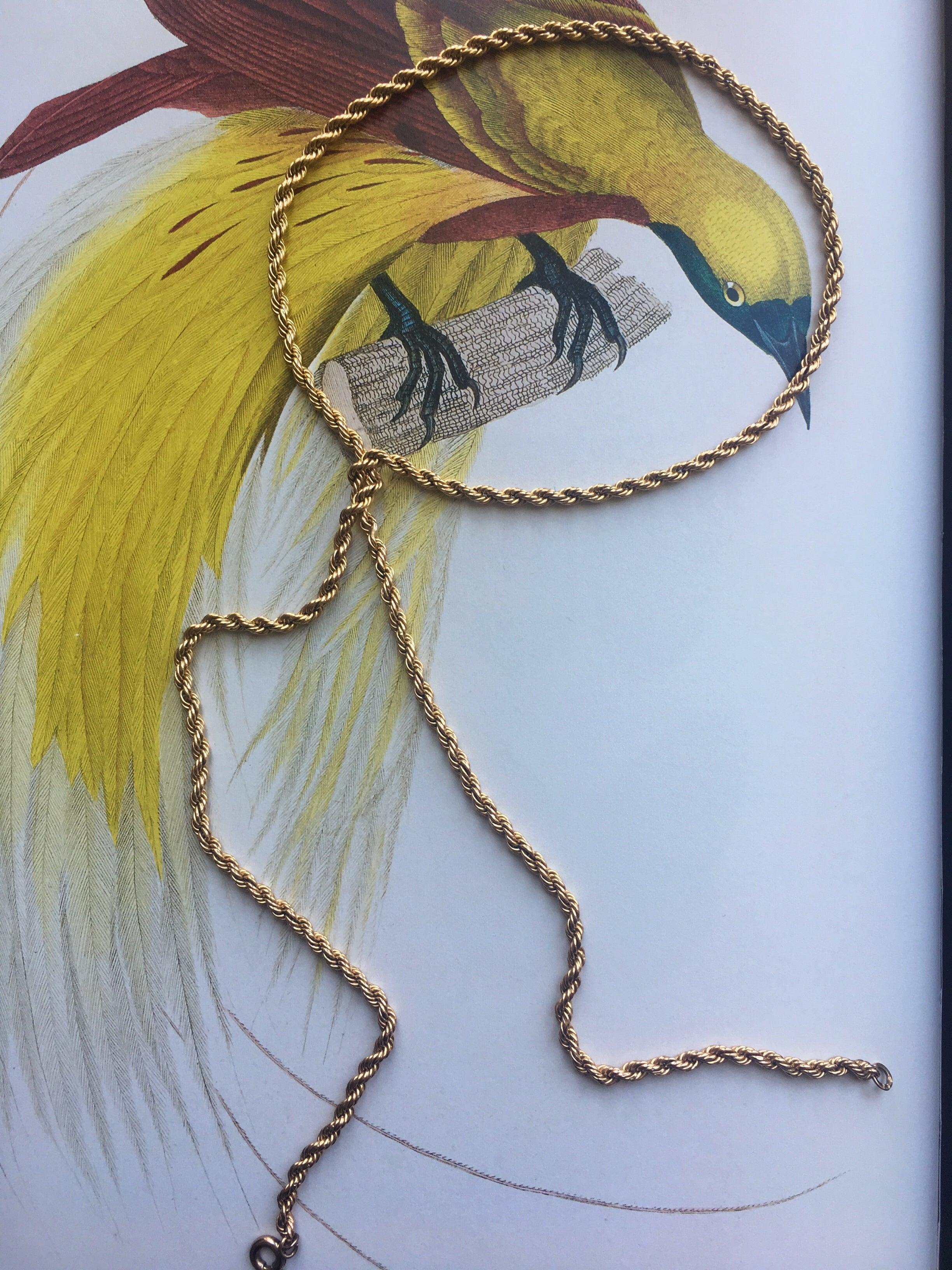 Beautiful French Antique 18K gold twisted long chain necklace - Curiously timeless