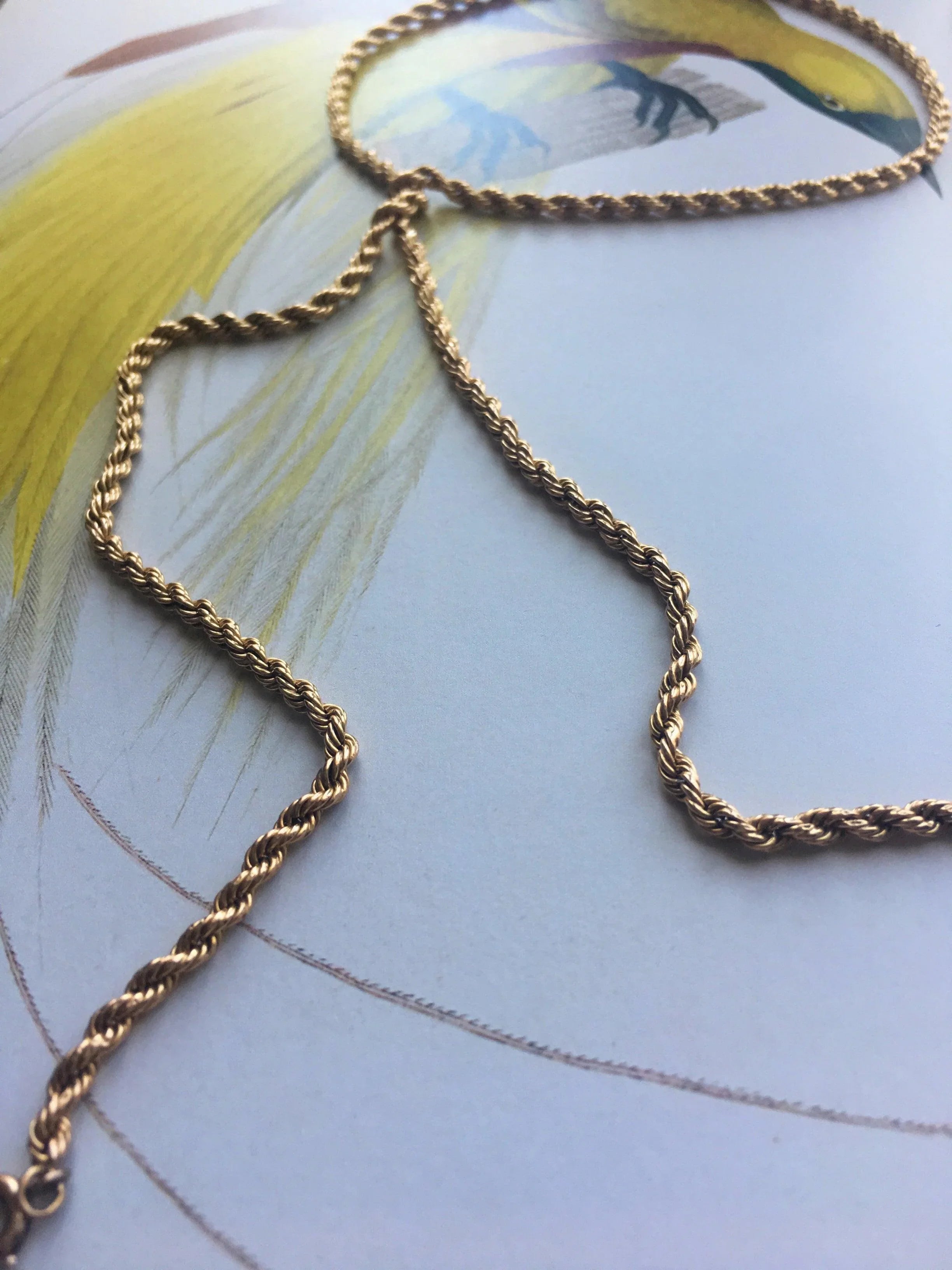 Beautiful French Antique 18K gold twisted long chain necklace - Curiously timeless