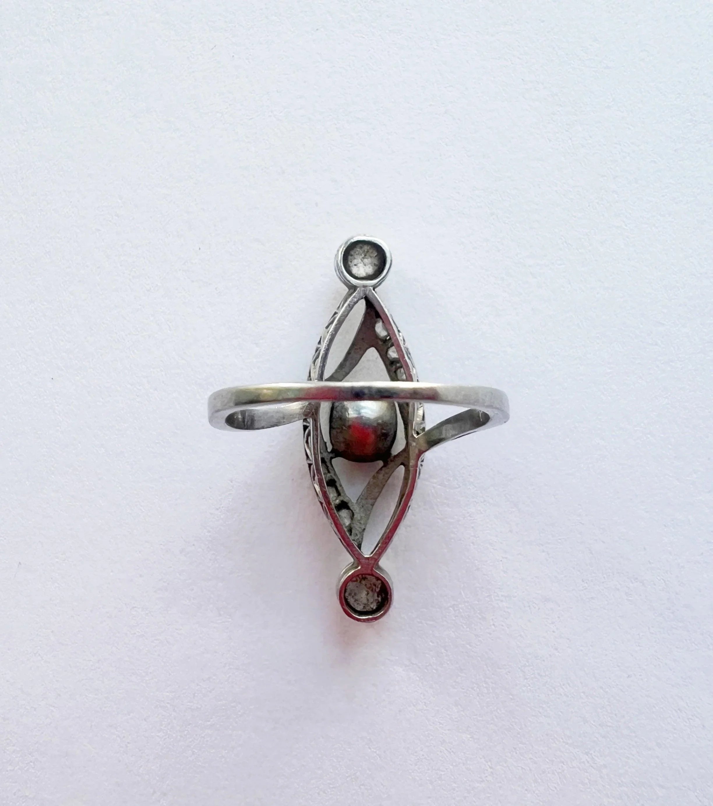 Platinum emerald diamond marquise ring - Curiously timeless