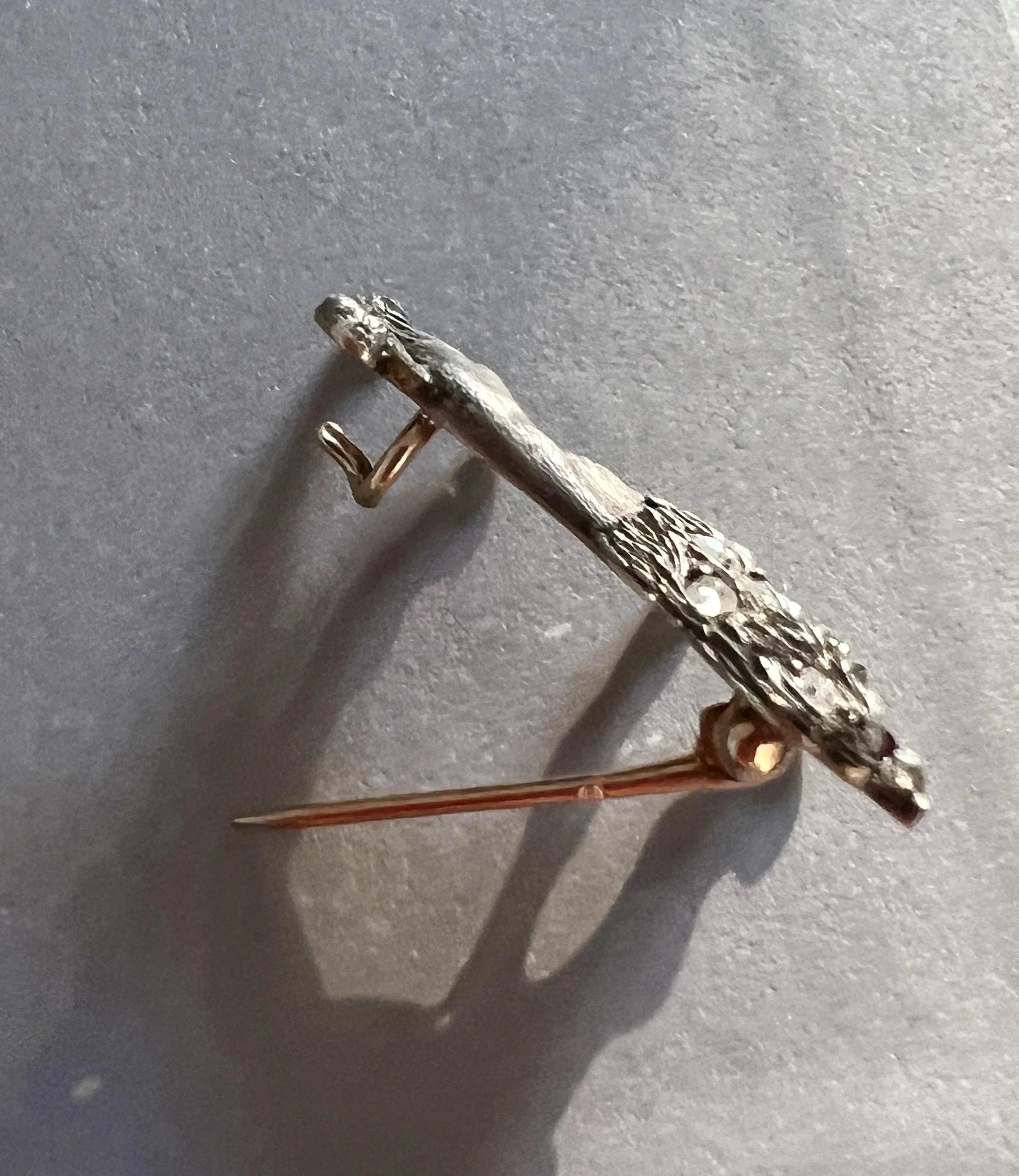 Antique 18K gold diamond poodle dog brooch - Curiously timeless