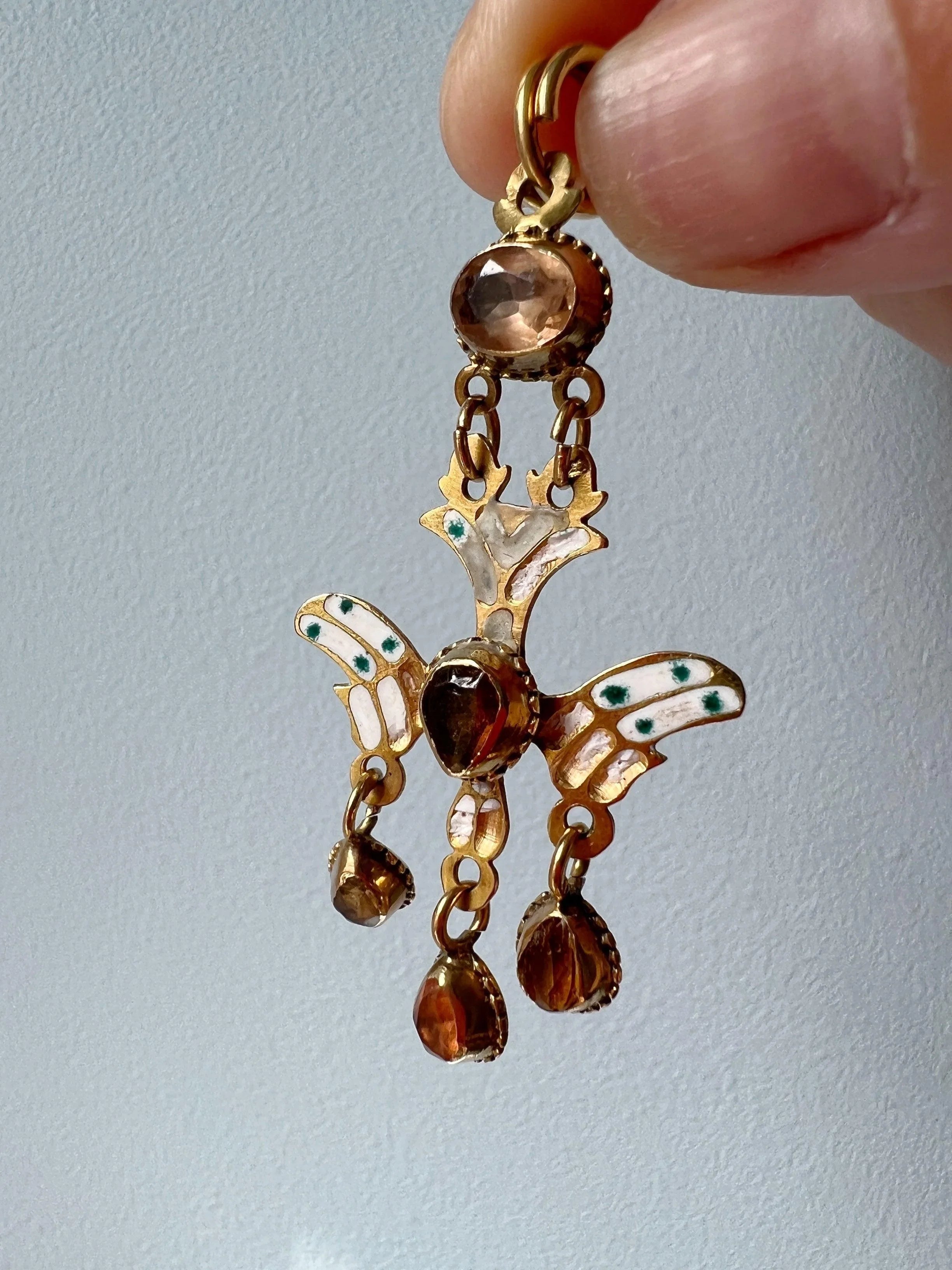 Antique 18k gold citrine Saint Esprit Holy Spirit pendant - Curiously timeless