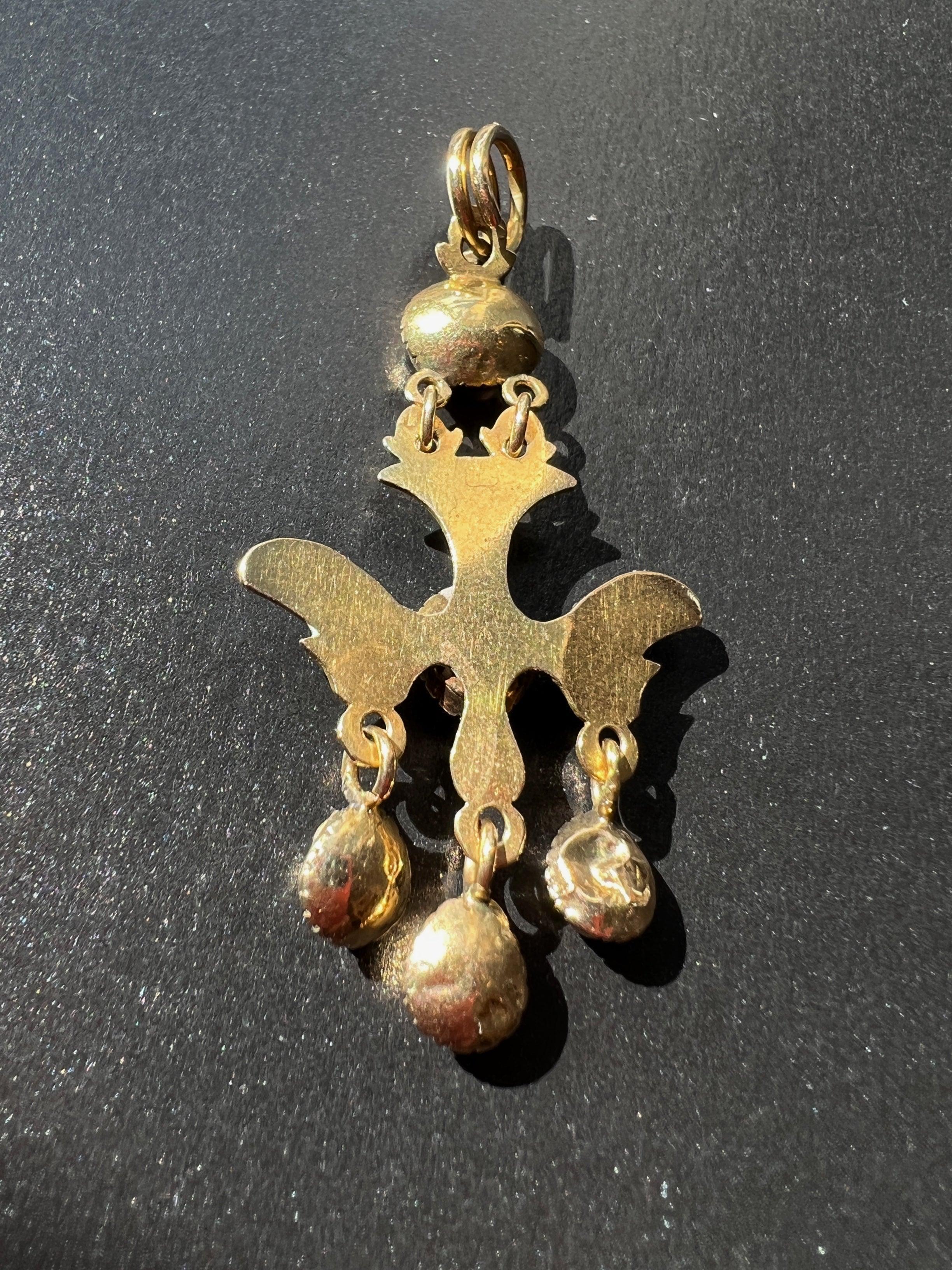 Antique 18k gold citrine Saint Esprit Holy Spirit pendant - Curiously timeless