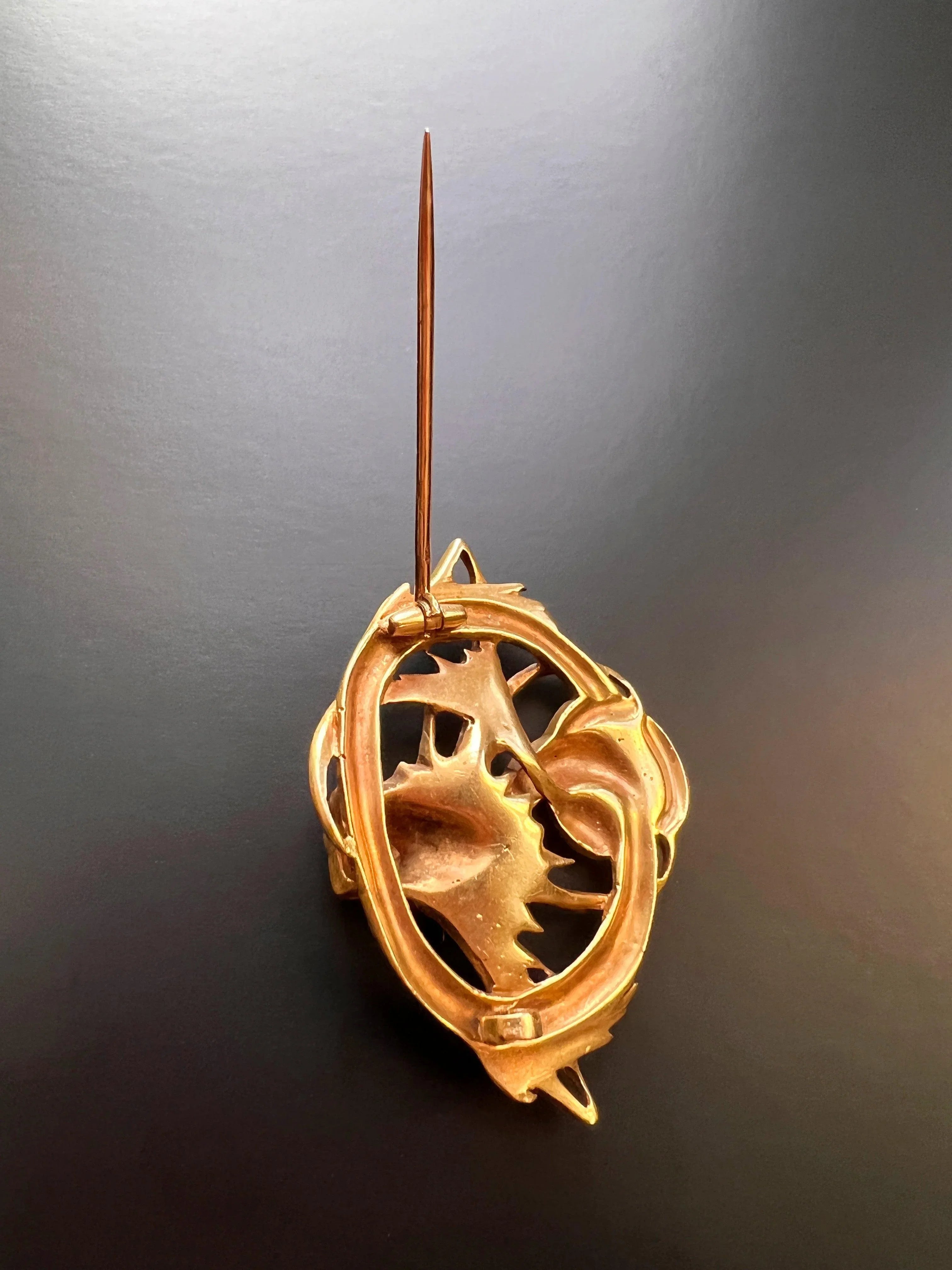 Magnificent French Antique 18K gold diamond Chimera brooch - Curiously timeless