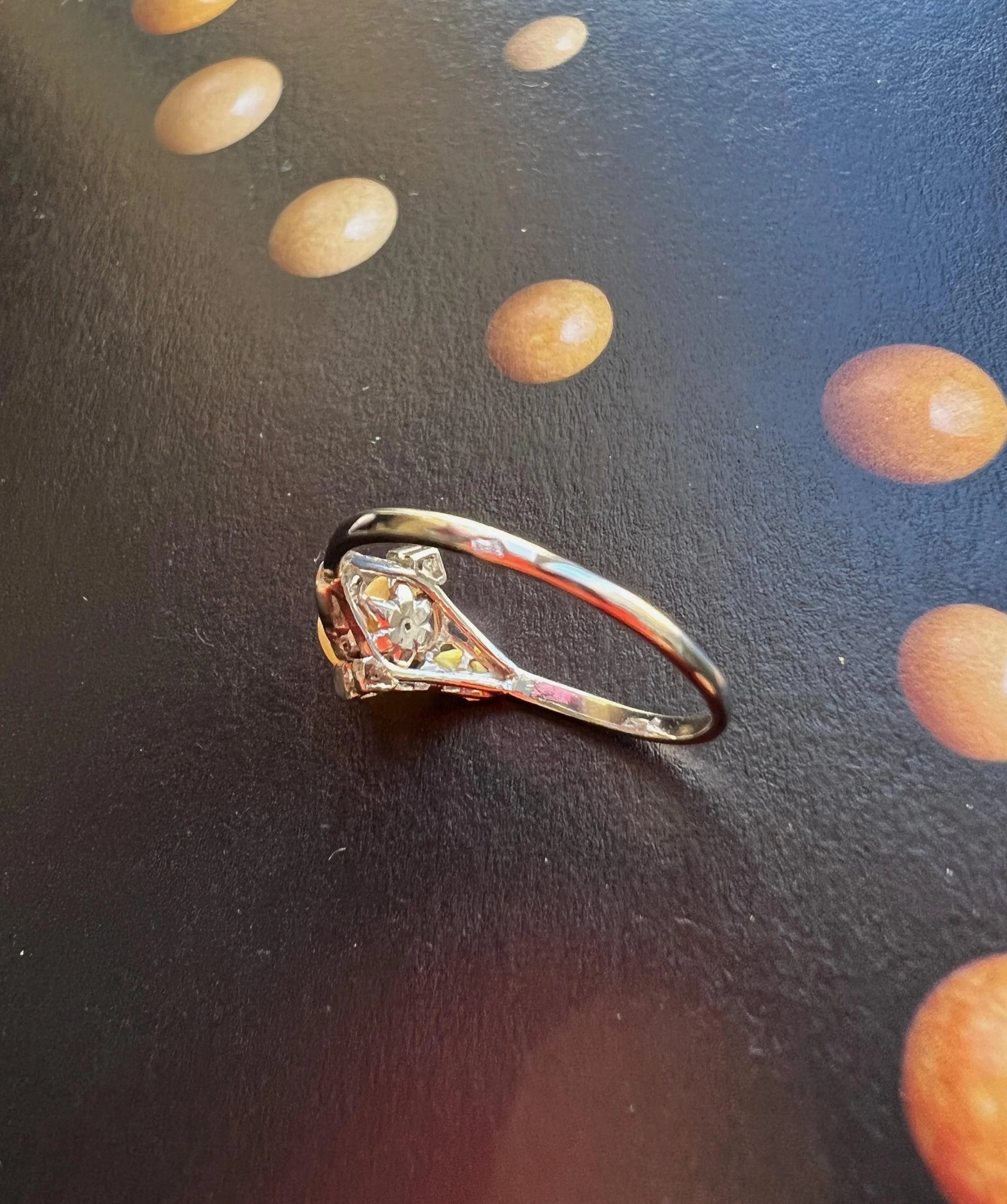 Timeless Art Deco Era 18K white gold pearl diamond ring - Curiously timeless