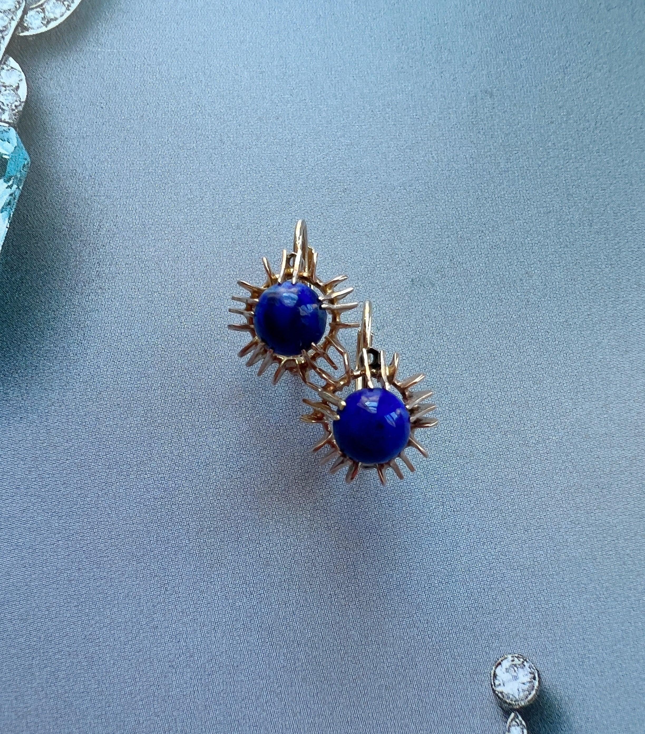 Vintage 14k gold Lapis Lazulis earrings - Curiously timeless