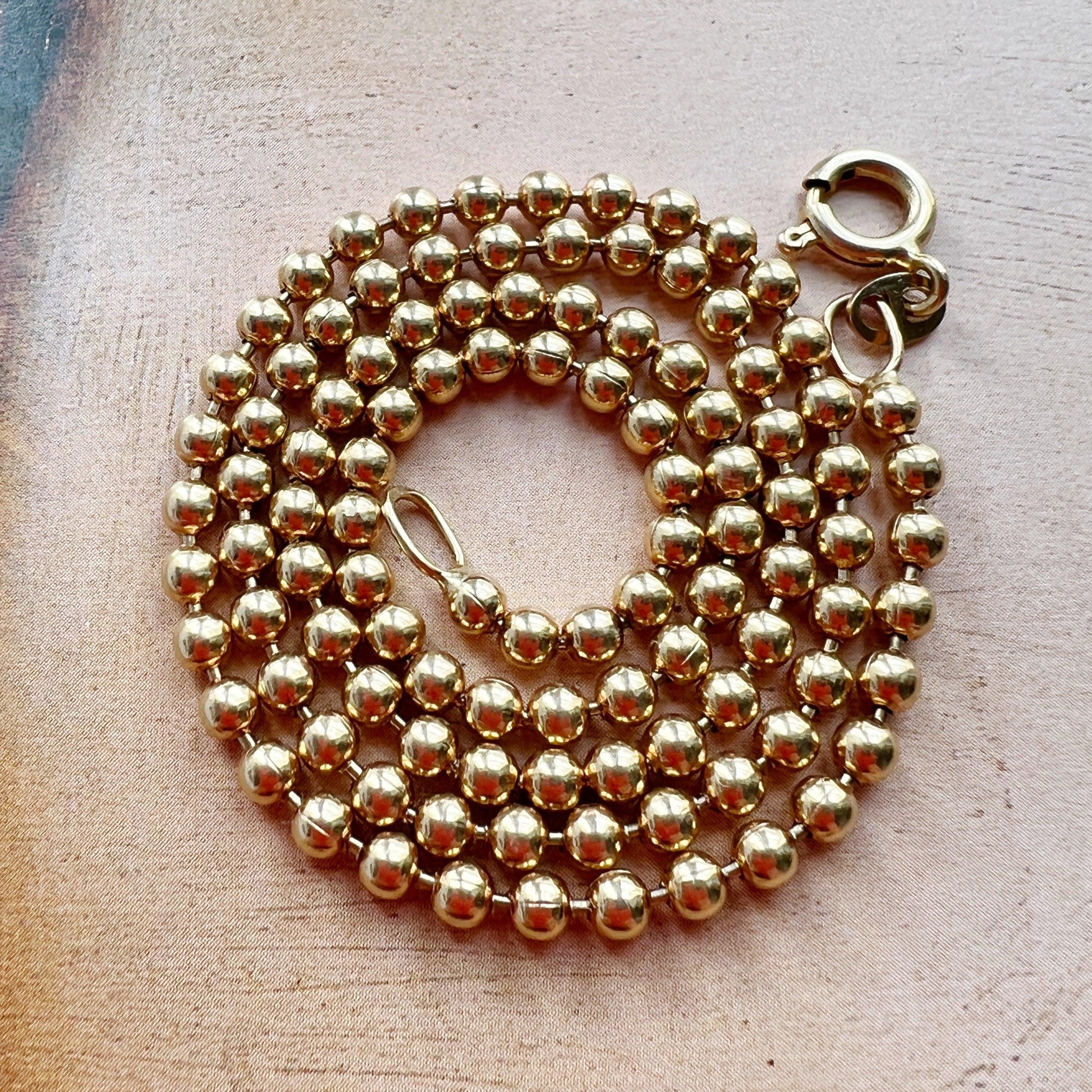 Magnificent French vintage 18K sphere gold ball necklace - Curiously timeless