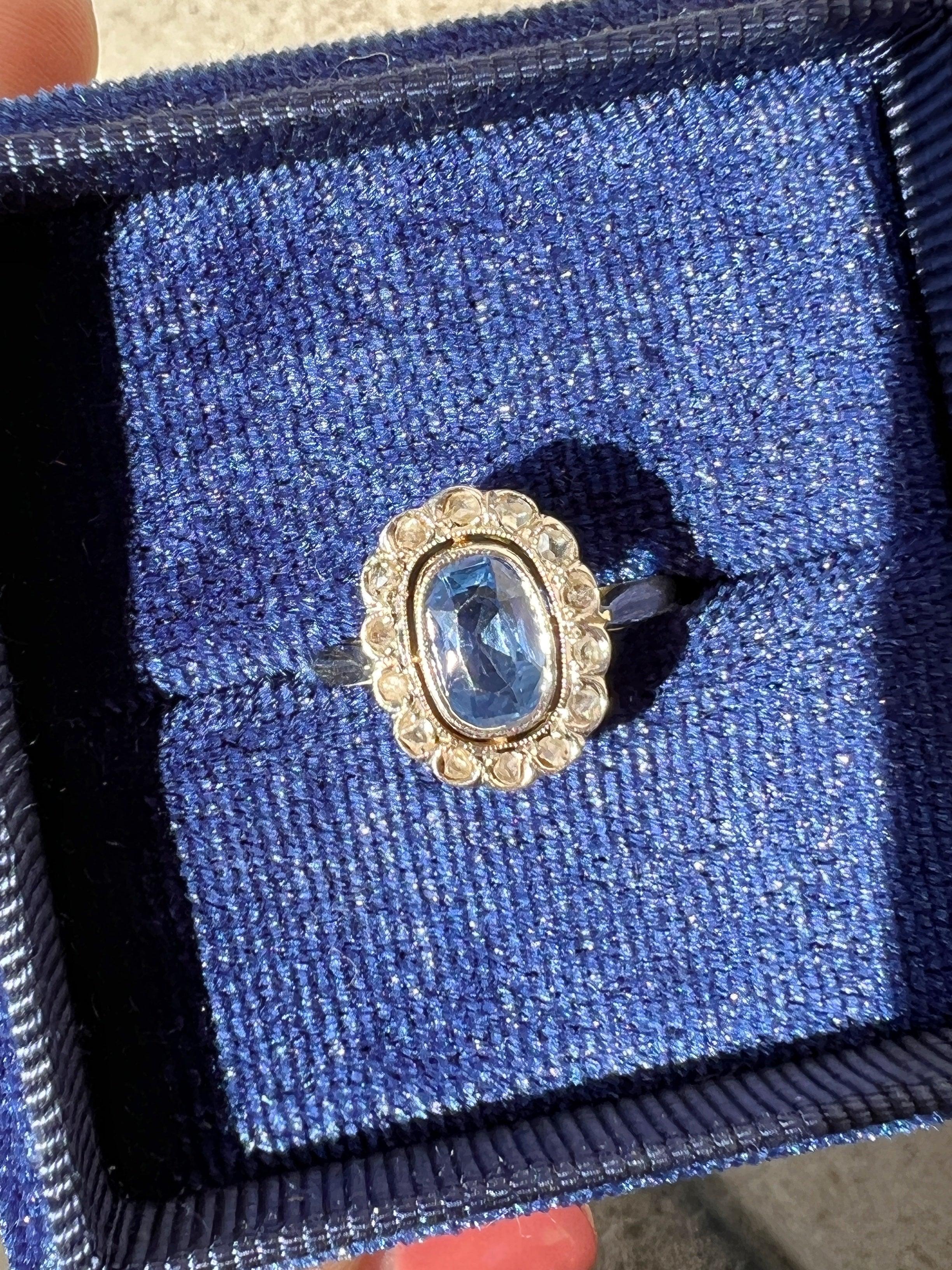 Edwardian era 18K gold blue sapphire and diamond ring - Curiously timeless