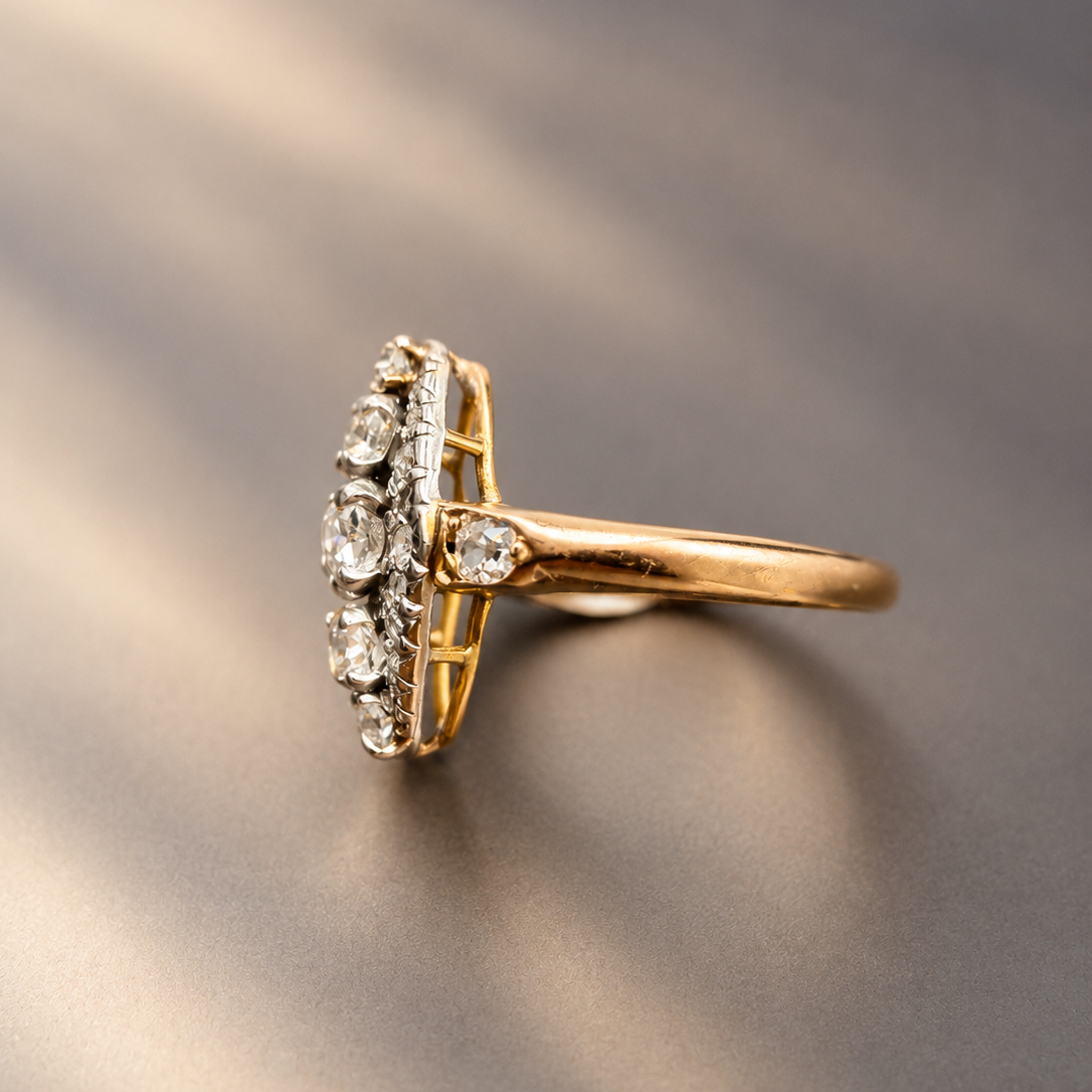 Antique French work 18K gold Diamond Ring 0.75 Carat 