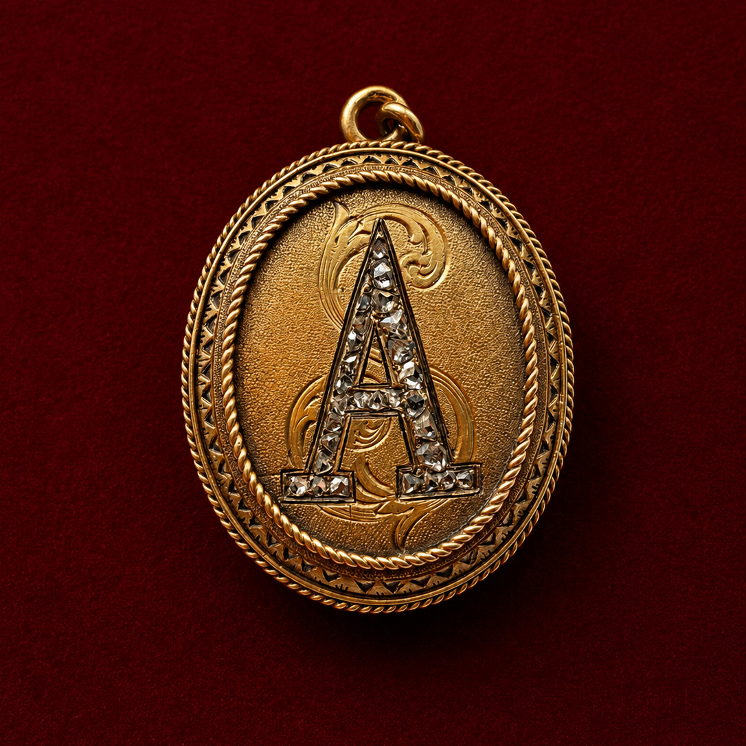 Victorian era double sided 18K diamond “A” Locket