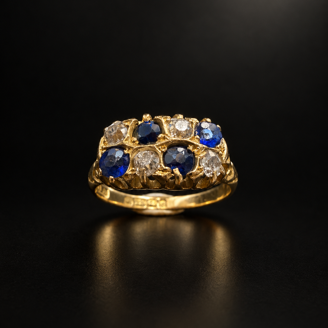 Antique English 18K Gold 0.4ct Old Mine Cut Diamond Ring