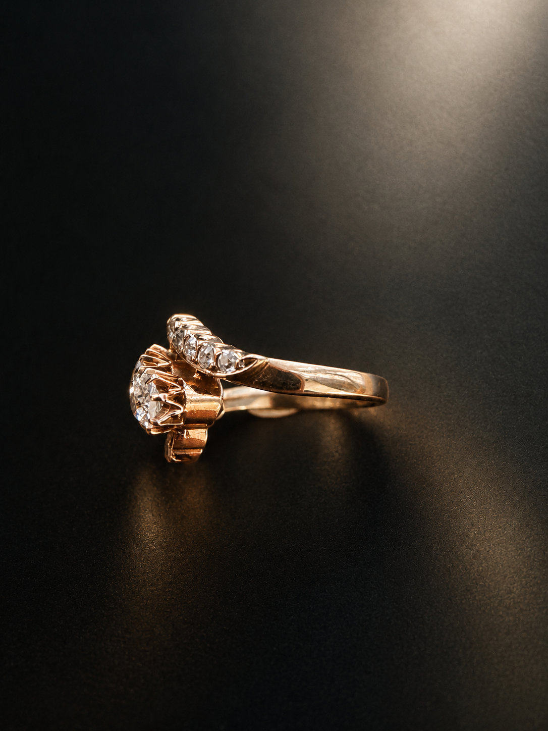 Antique French 18K Gold 1.65ct Old Mine Cut Diamond Ring