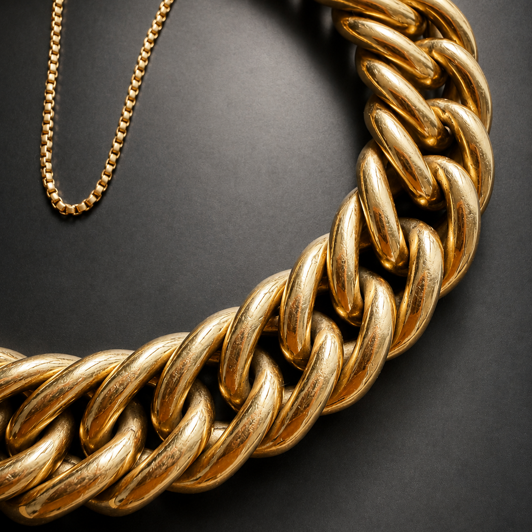Antique 18K yellow gold curb link bracelet