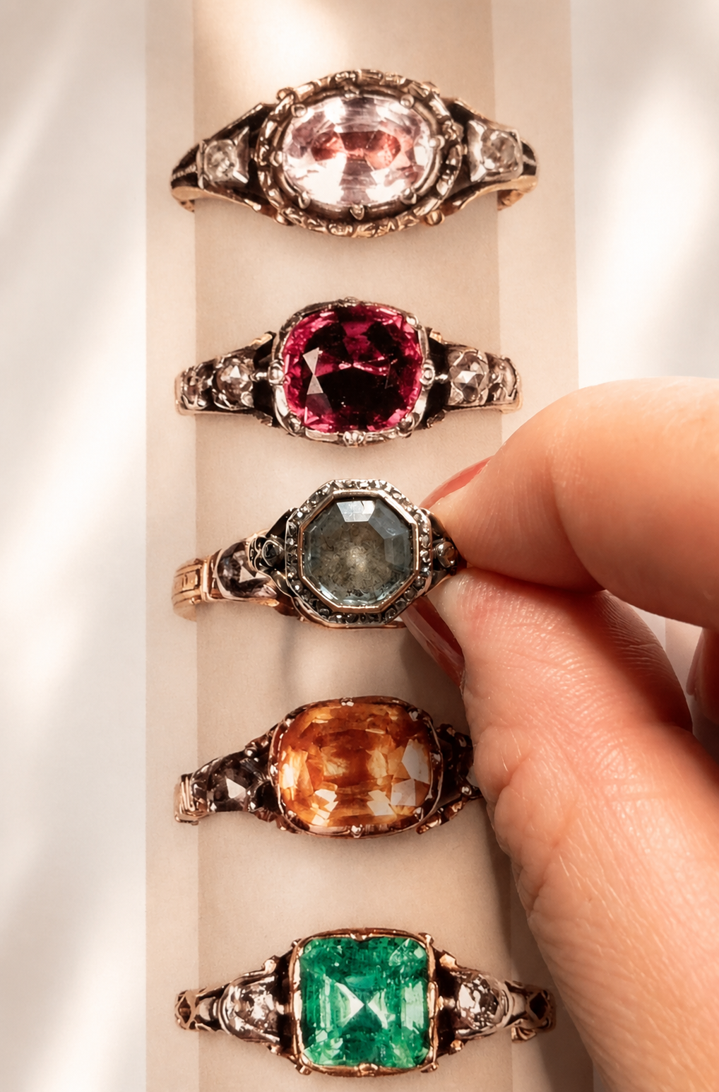 Georgian era 18K gold Aquamarine diamond ring