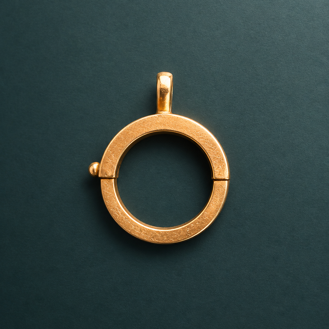 Large French antique 18K gold bolt ring clasp