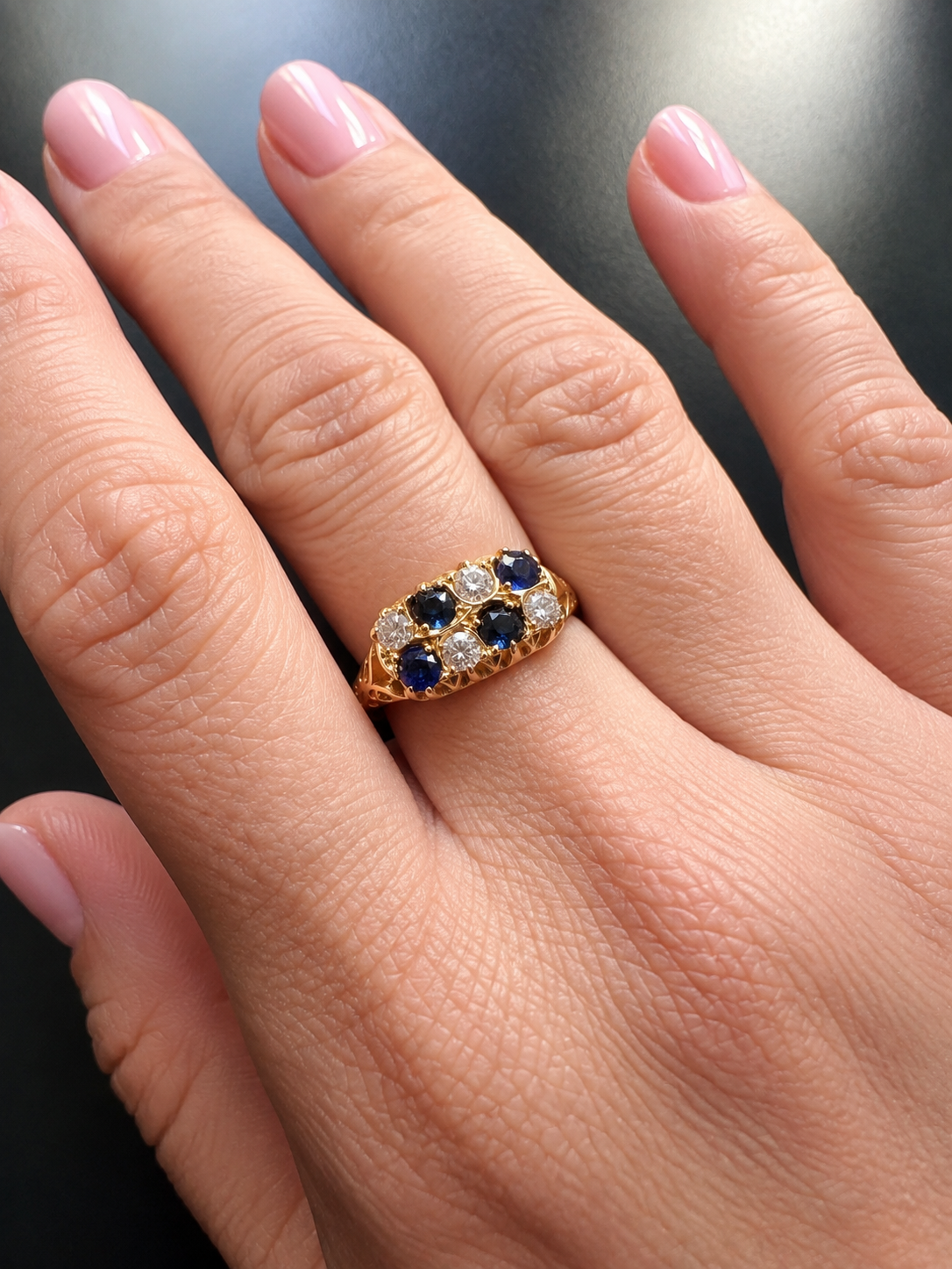 Antique English 18K Gold 0.4ct Old Mine Cut Diamond Ring