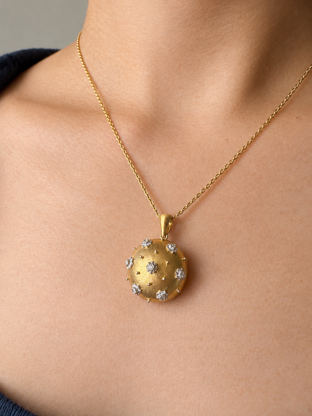 Marron Glacé, Candied Chestnut — 18K Gold & Diamond Pendant