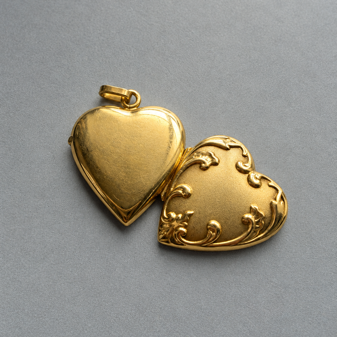 Antique French 18K Gold heart locket pendant