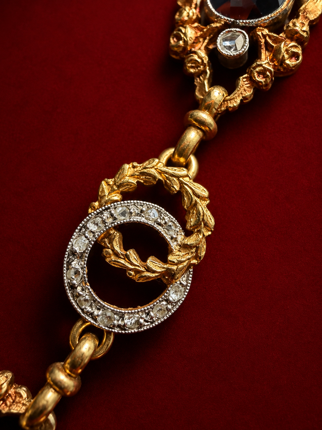Art Nouveau 18K Gold Sapphire & Diamond Bracelet