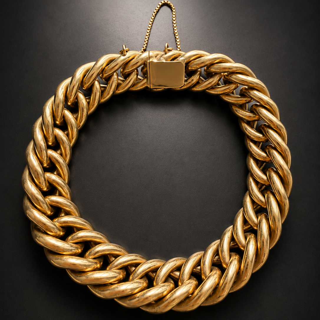 Antique 18K yellow gold curb link bracelet