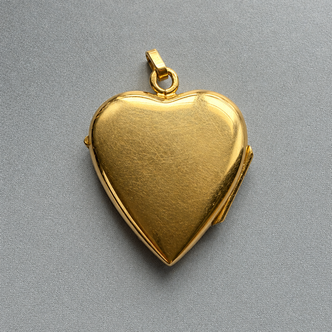 Antique French 18K Gold heart locket pendant