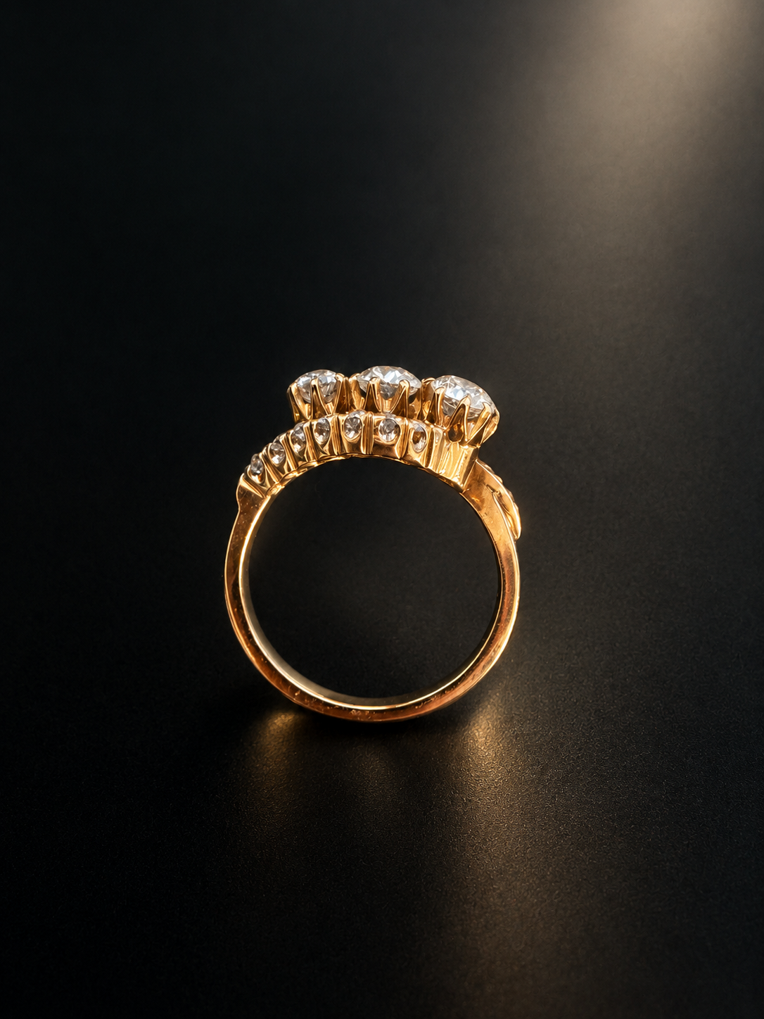 Antique French 18K Gold 1.65ct Old Mine Cut Diamond Ring