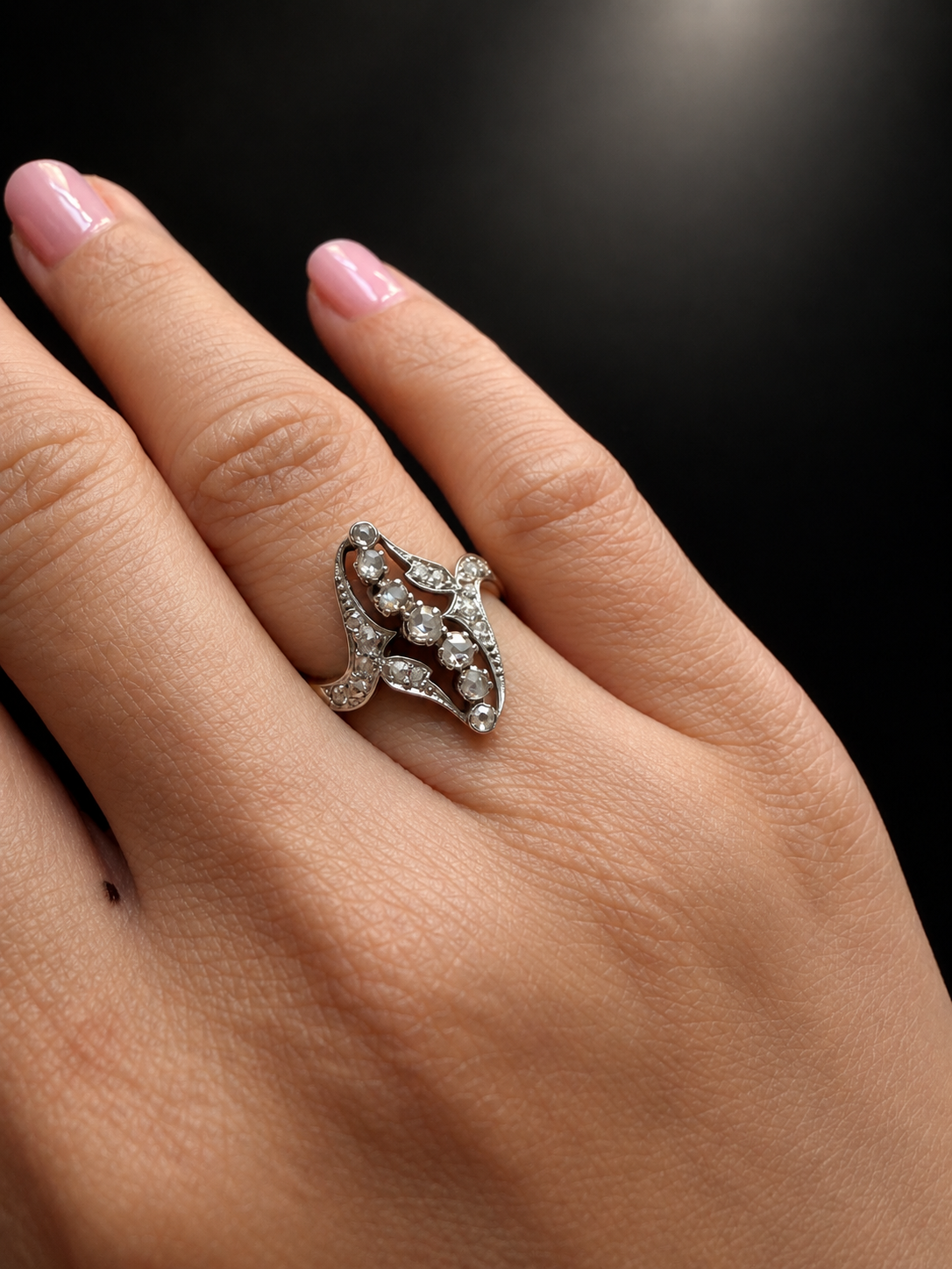 Late Victorian era 18K Gold 0.5ct rose cut diamond ring 