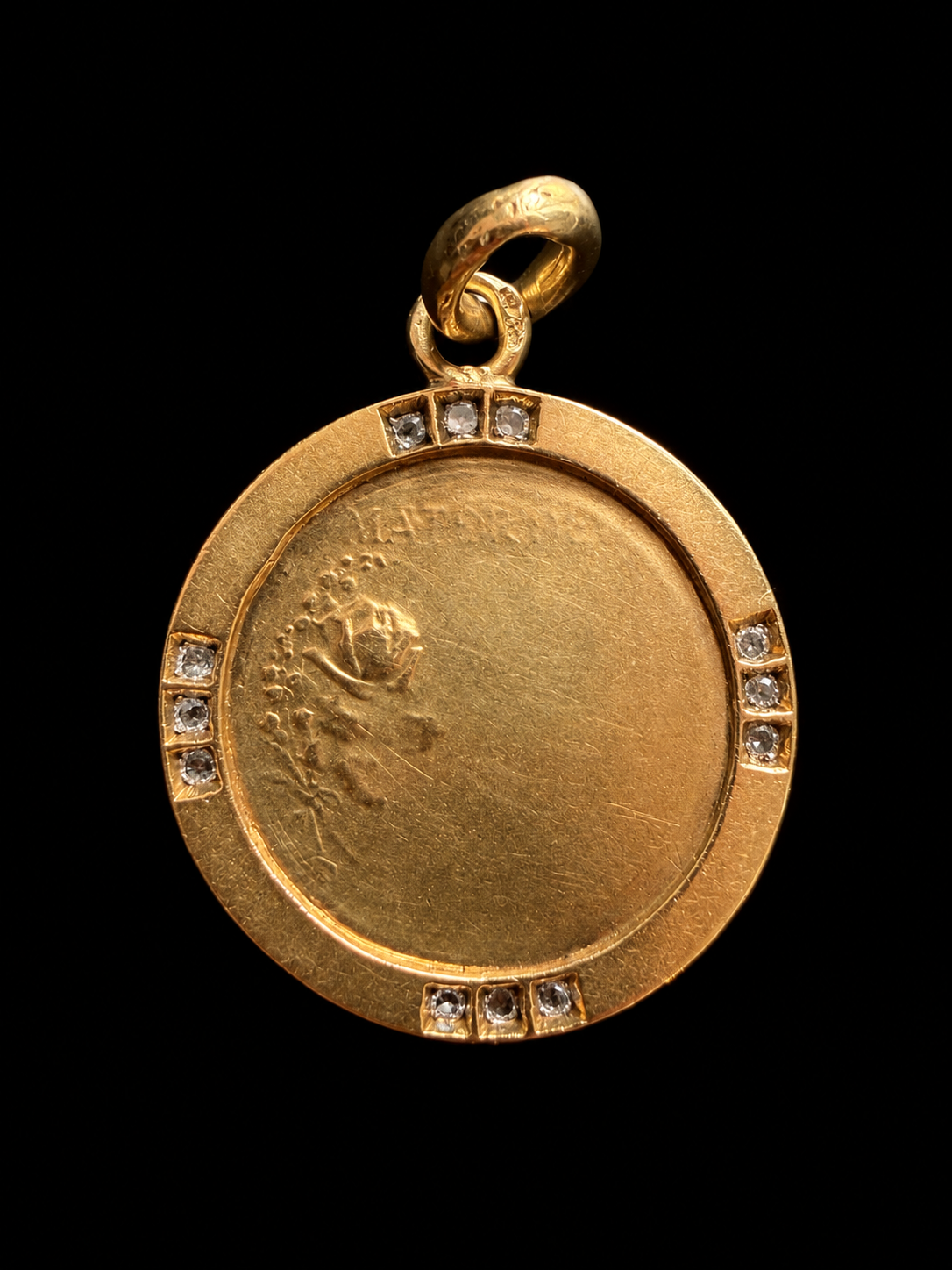 Antique French 18K Gold diamond religious medal, signed E. Dropsy