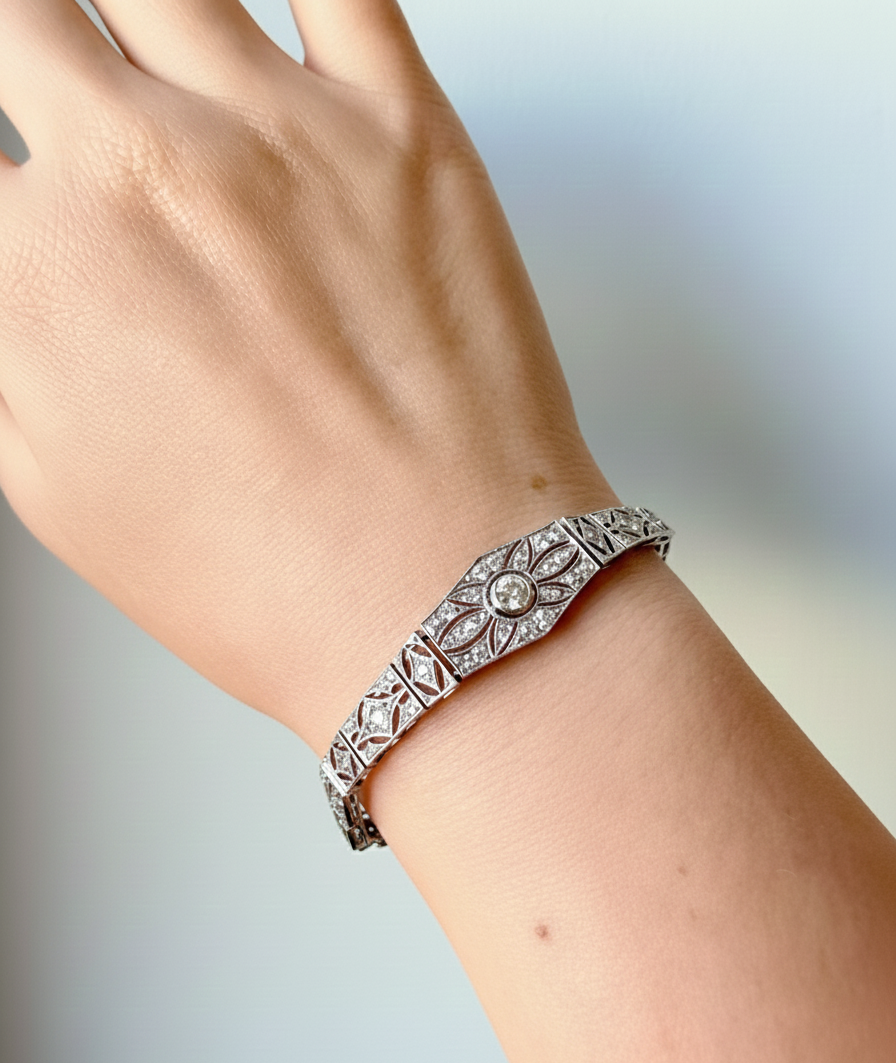 Art Deco era Platinum diamond bracelet