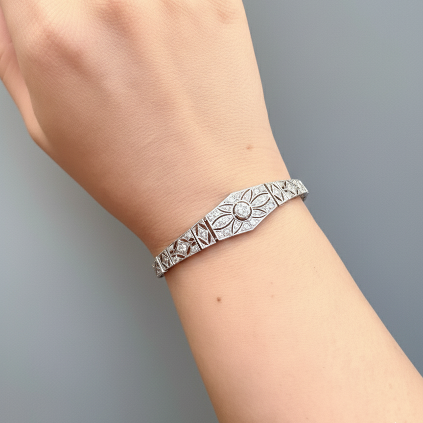 Art Deco era Platinum diamond bracelet